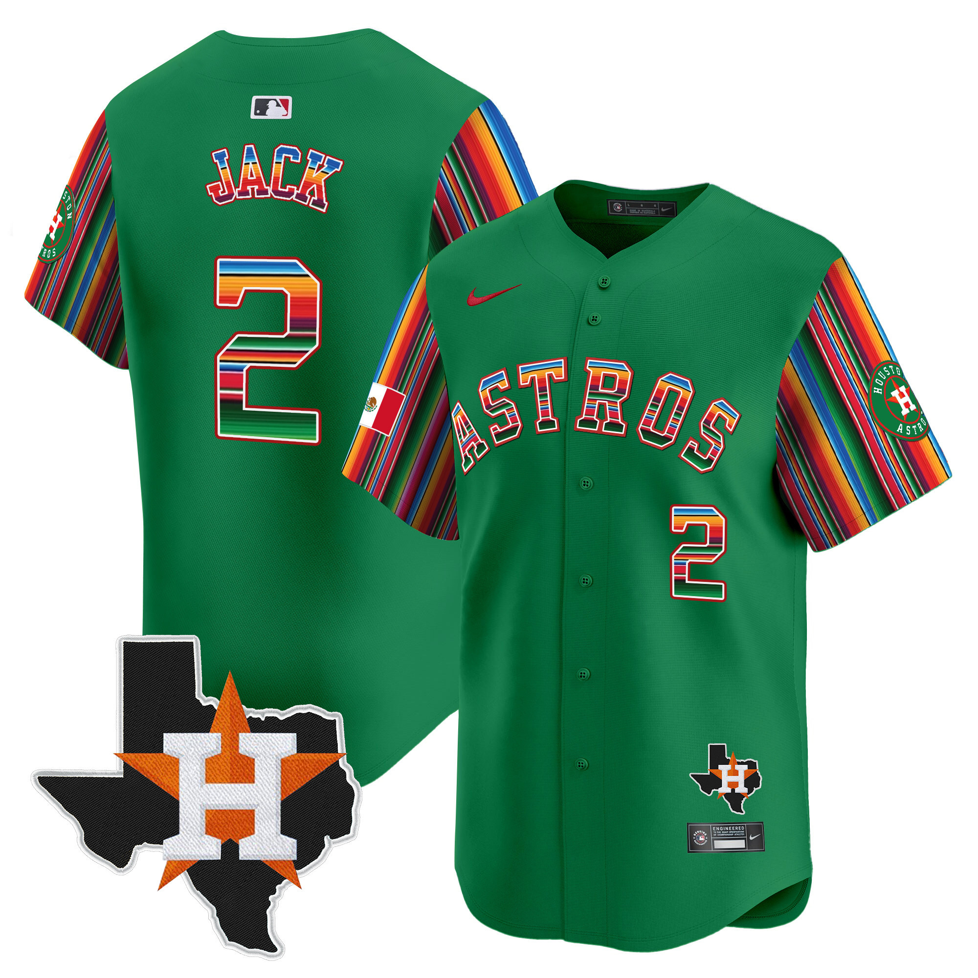 Men's Travis Scott Houston Astros Mexico Texas Patch Vapor Premier Limited Green Jersey V5 - All Stitched
