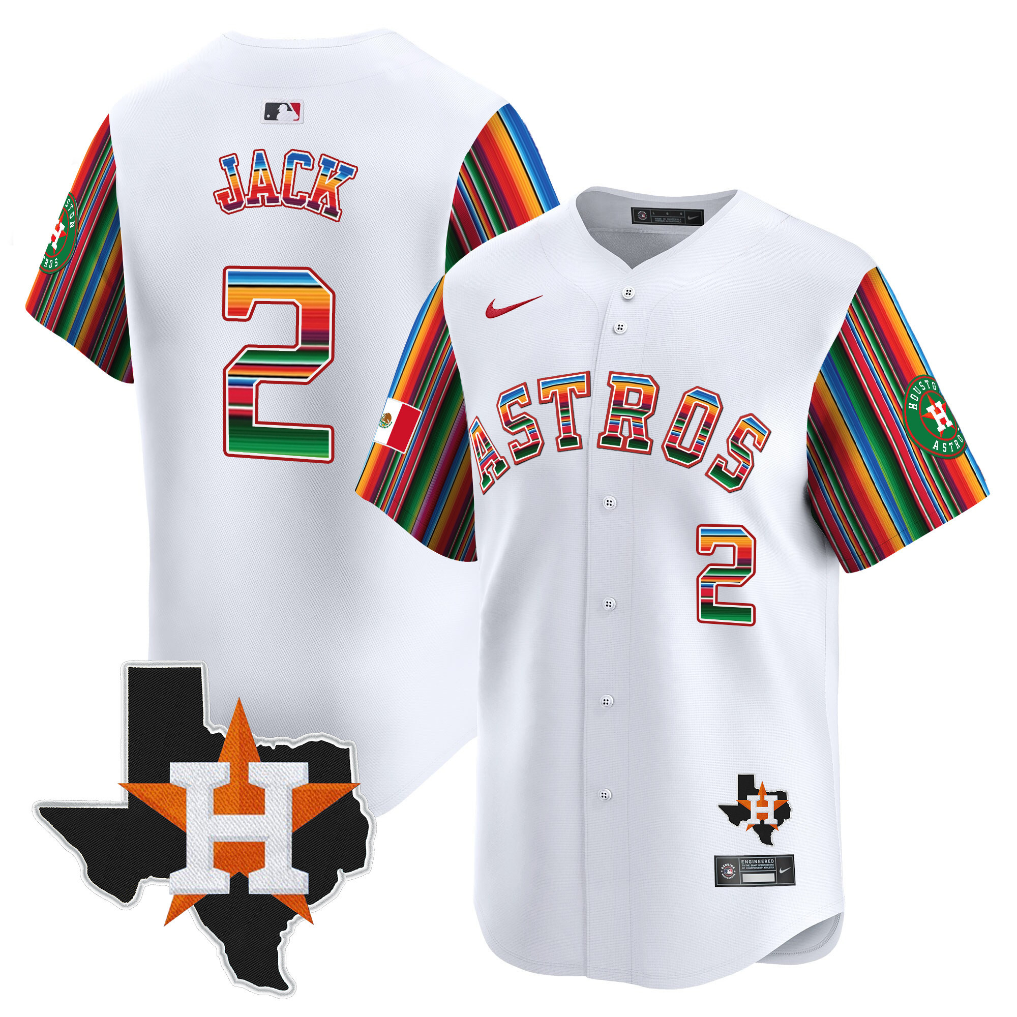 Men's Travis Scott Houston Astros Mexico Texas Patch Vapor Premier Limited White Jersey V5 - All Stitched