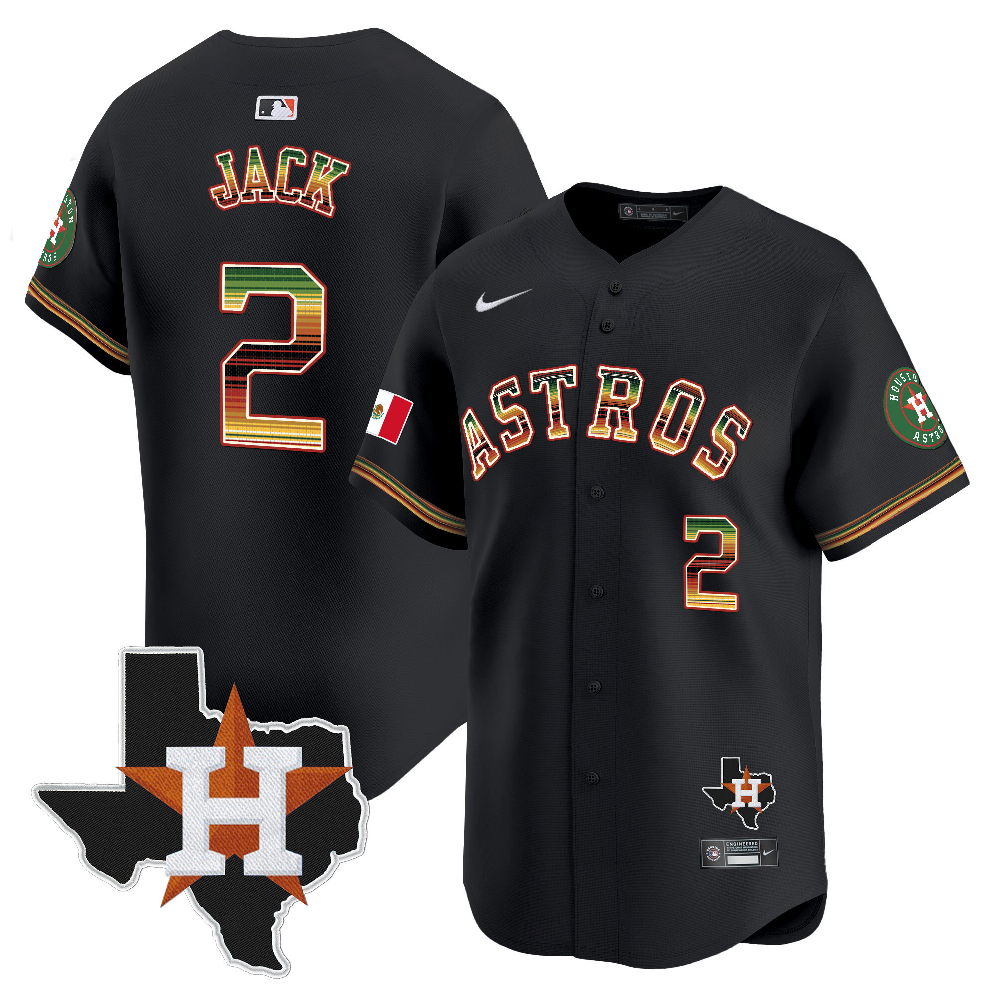 Men's Travis Scott Houston Astros Mexico Traditional Style Vapor Premier Limited Black Jersey - All Stitched