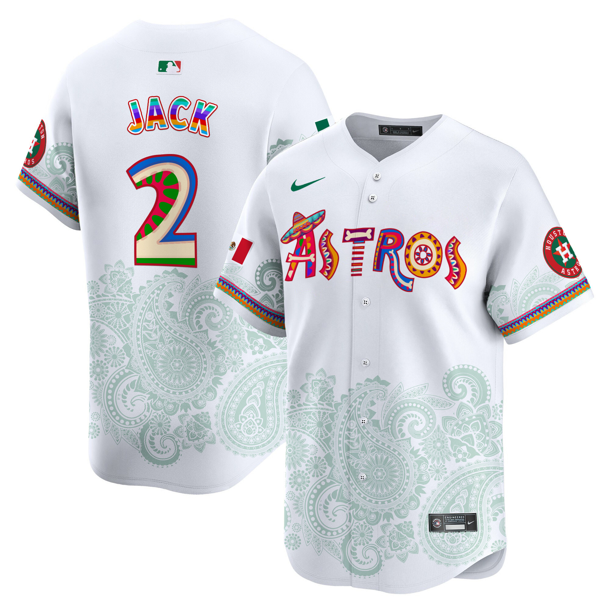 Men's Travis Scott Houston Astros Paisley Mexico Vapor Premier Limited White Jersey - Printed