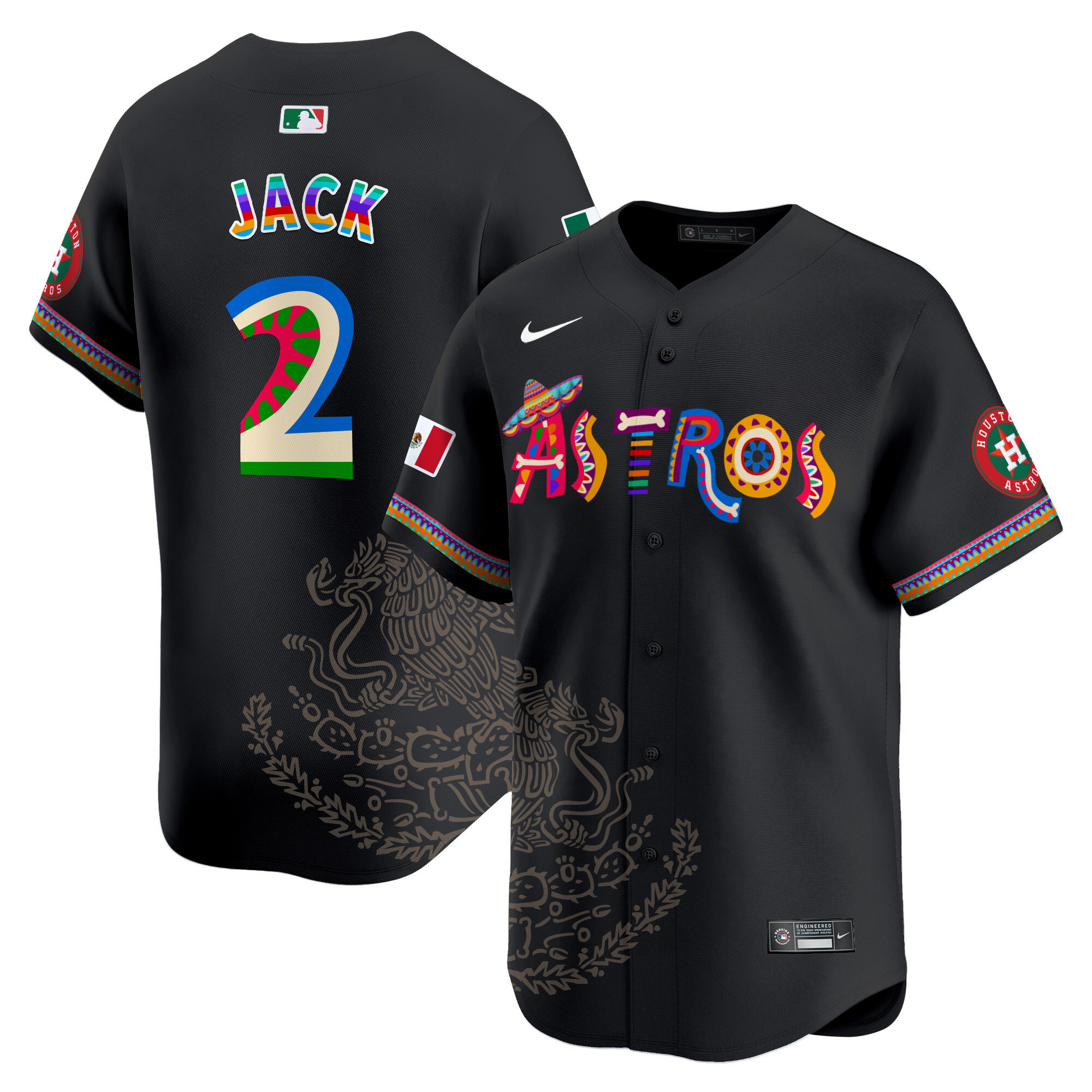 Men's Travis Scott Houston Astros Viva Mexico Heritage Vapor Premier Limited Black Jersey - Printed