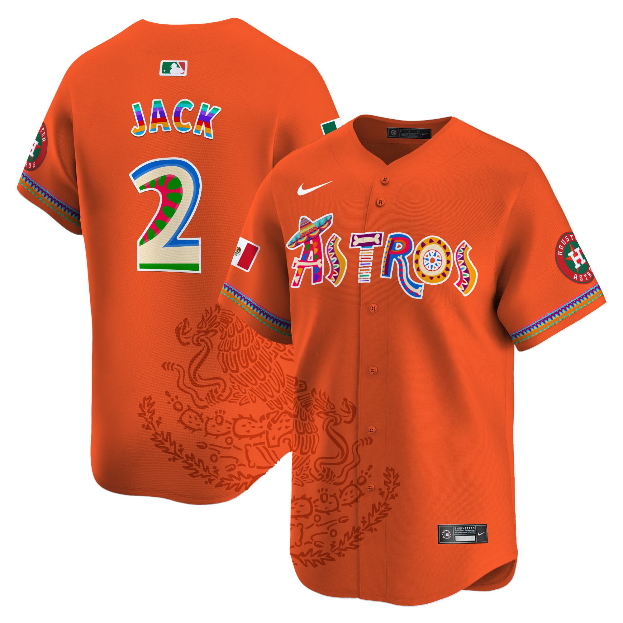 Men's Travis Scott Houston Astros Viva Mexico Heritage Vapor Premier Limited Orange Jersey - Printed
