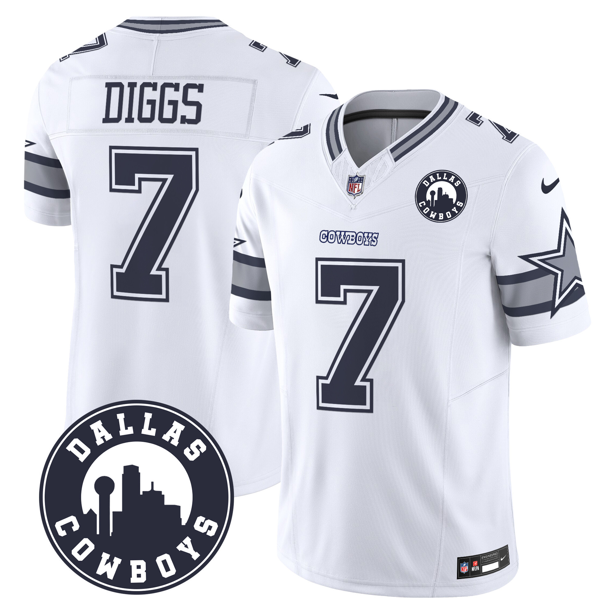 Men's Trevon Diggs Dallas Cowboys "Dallas City" Patch Vapor Limited White Jersey - All Stitched
