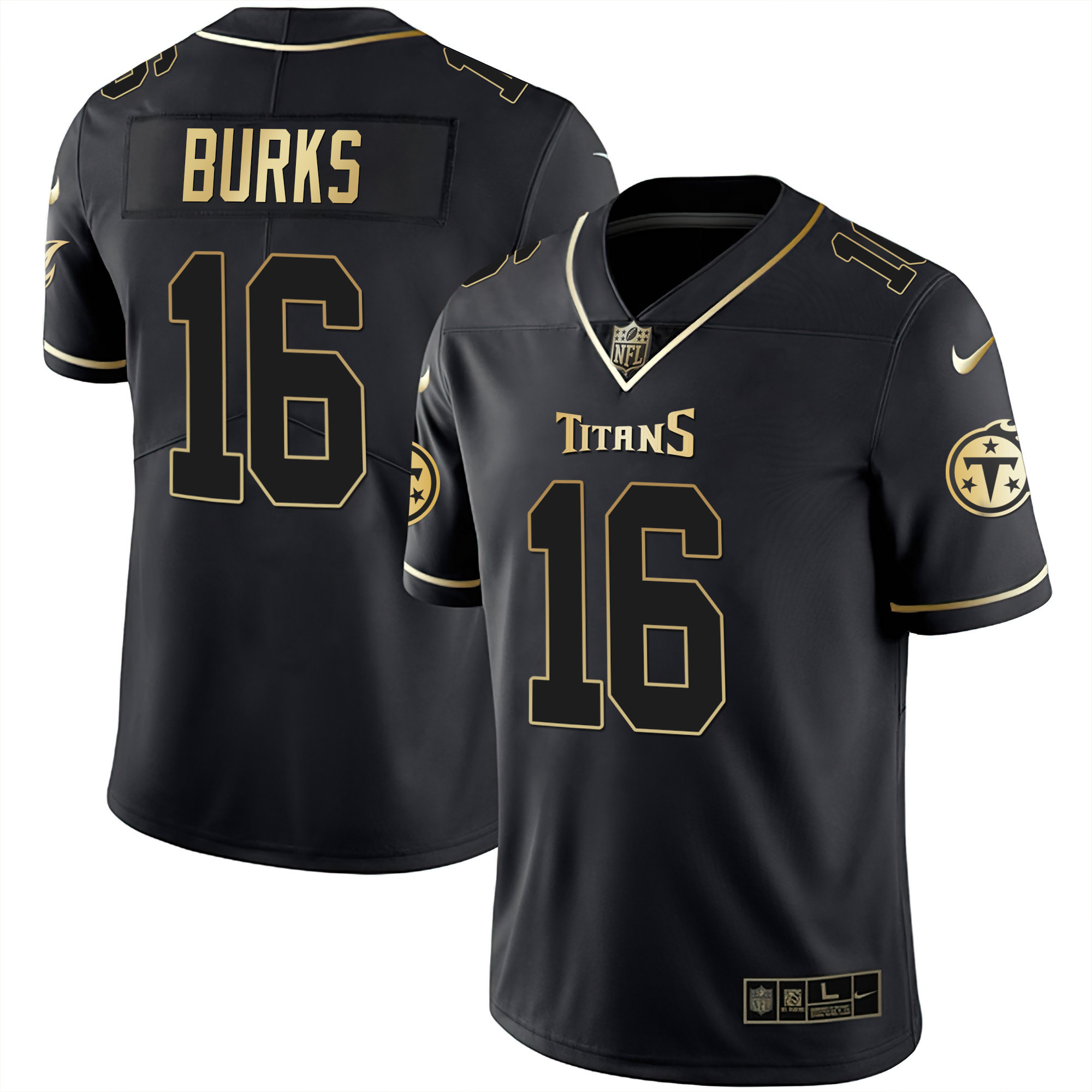 Men's Treylon Burks Tennessee Titans White Gold & Black Gold Black Gold Jersey - All Stitched