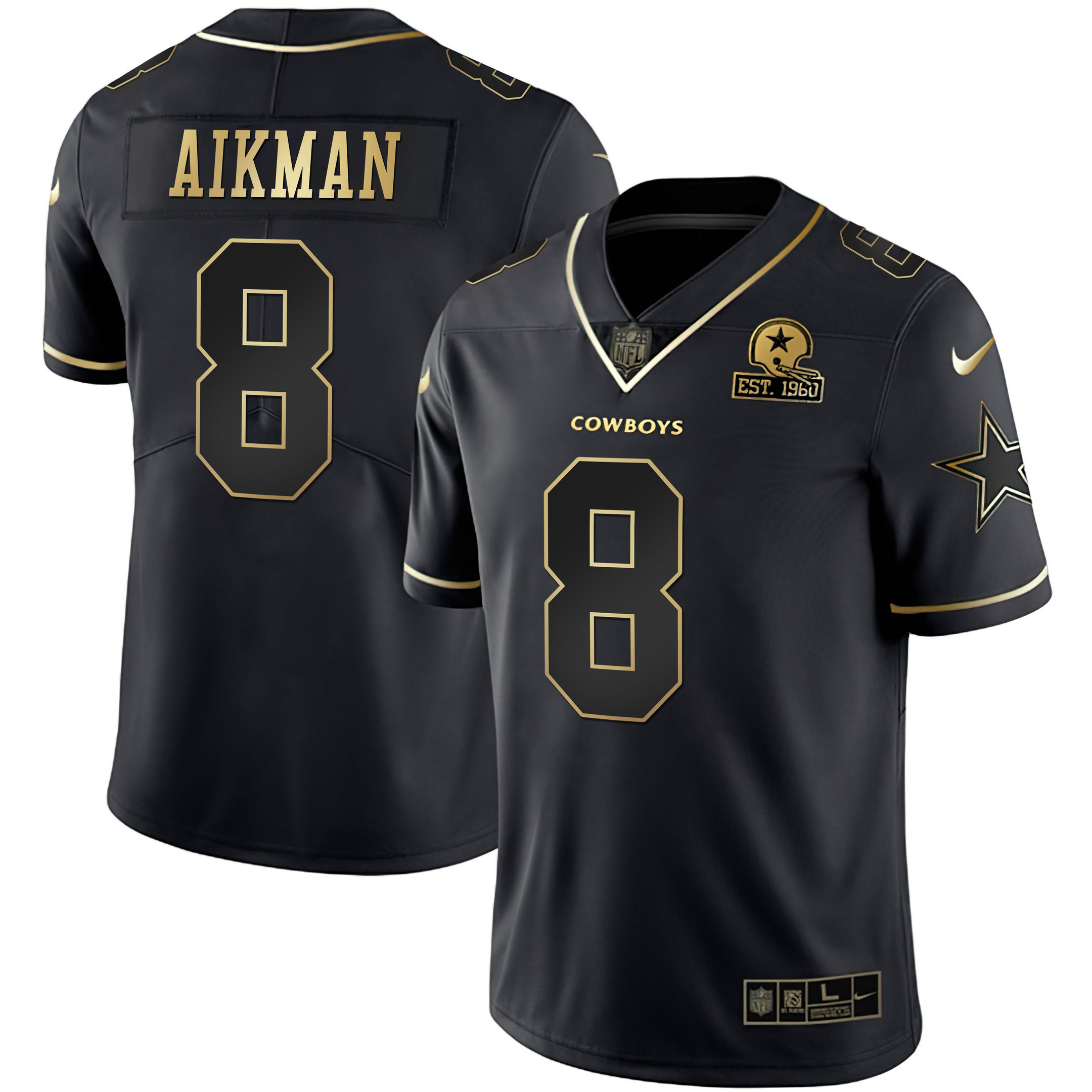 Men's Troy Aikman Dallas Cowboys Black Gold Jersey Collection - All Stitched