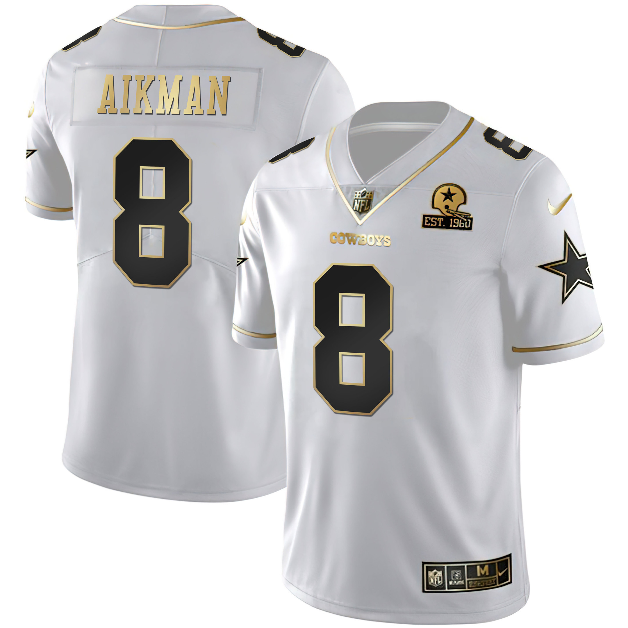 Men's Troy Aikman Dallas Cowboys White Gold Jersey Collection - All Stitched