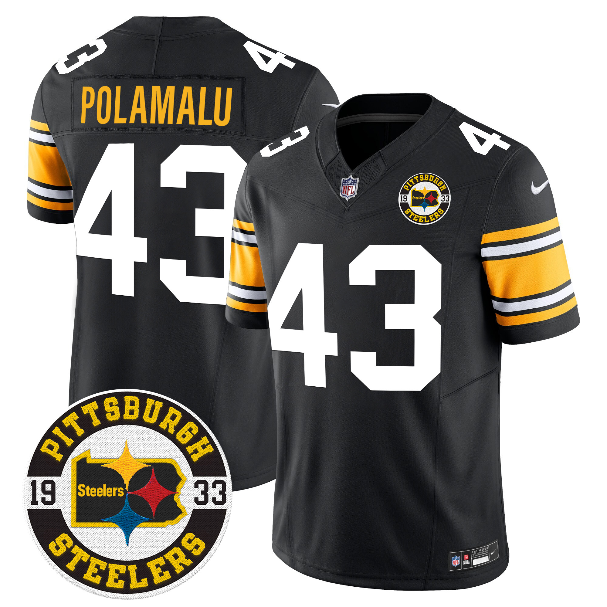 Men's Troy Polamalu Pittsburgh Steelers 2024 Vapor Limited 1975 Throwback Jersey - All Stitched