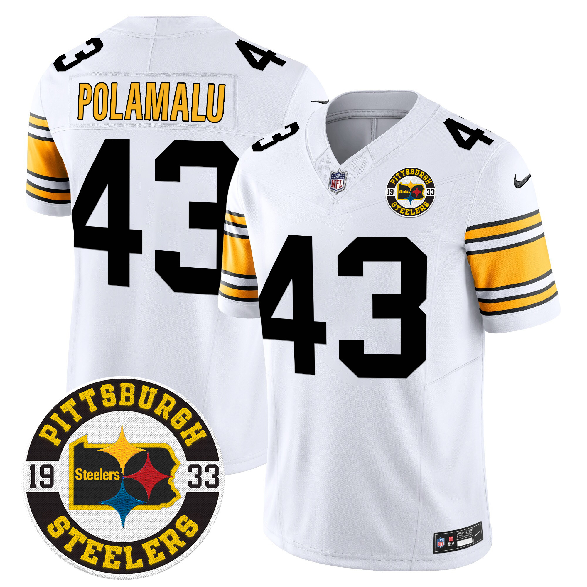 Men's Troy Polamalu Pittsburgh Steelers 2024 Vapor Limited 1975 White Jersey - All Stitched