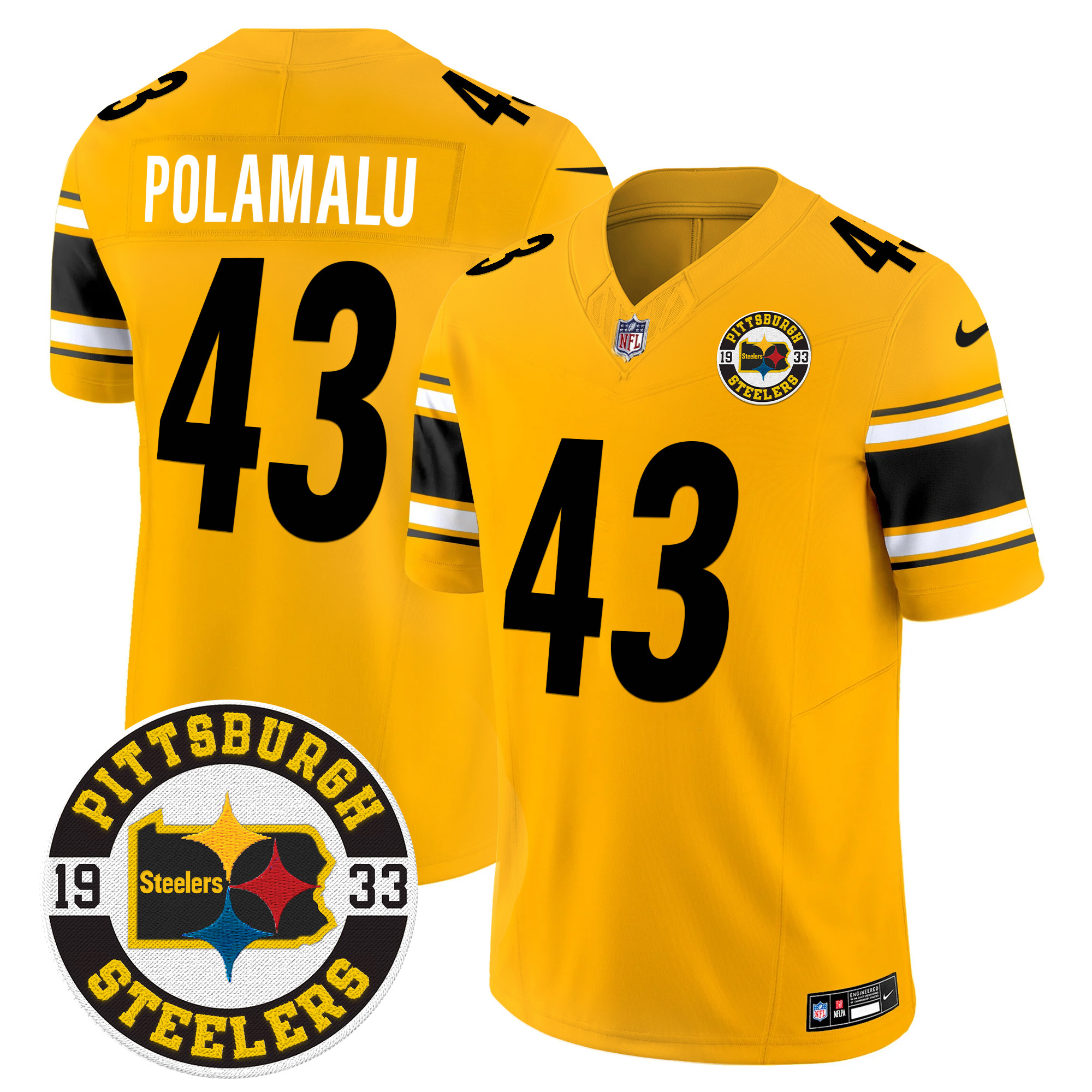 Men's Troy Polamalu Pittsburgh Steelers 2024 Vapor Limited Gold Jersey - All Stitched