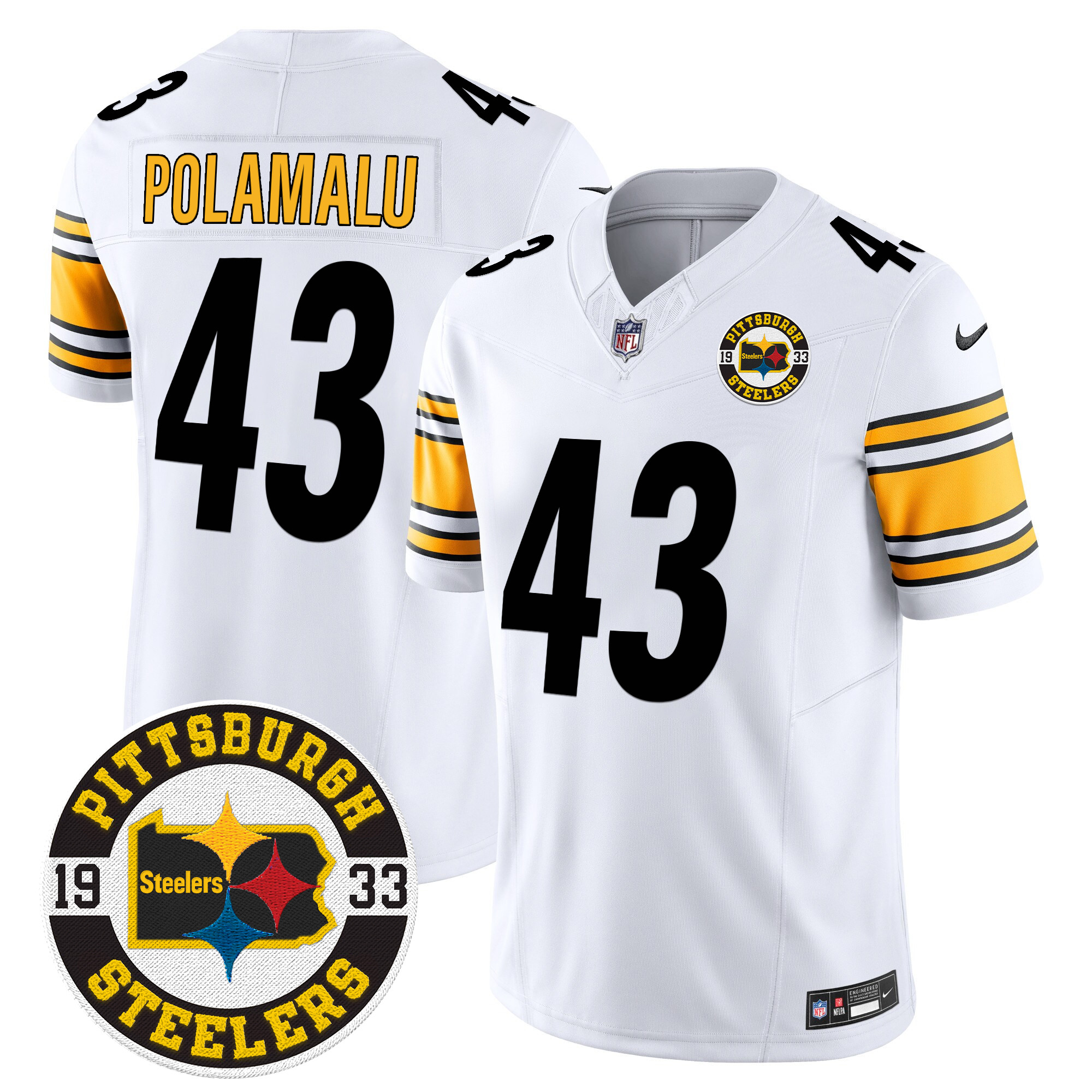 Men's Troy Polamalu Pittsburgh Steelers 2024 Vapor Limited White Jersey - All Stitched