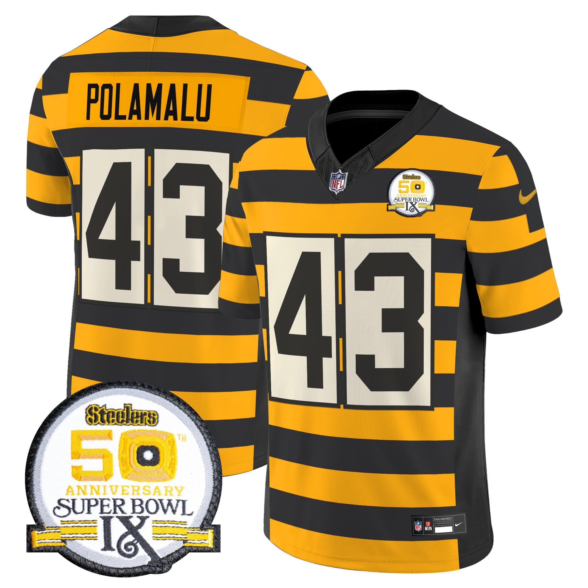 Men's Troy Polamalu Pittsburgh Steelers Throwback 2024 Vapor Limited Bumble Bee Jersey - All Stitched