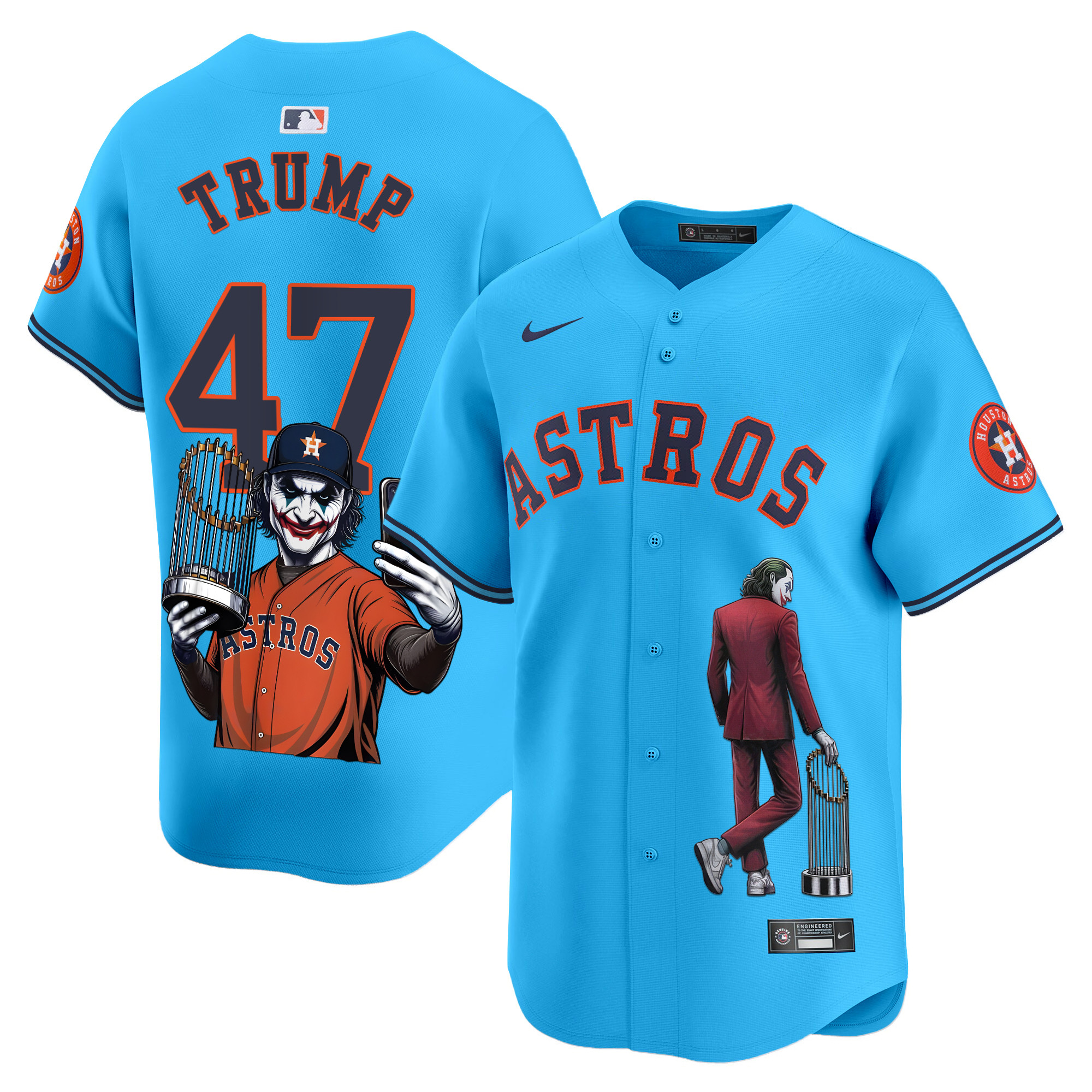 Men's Trump Houston Astros Joker Vapor Premier Limited Light blue Jersey - Printed