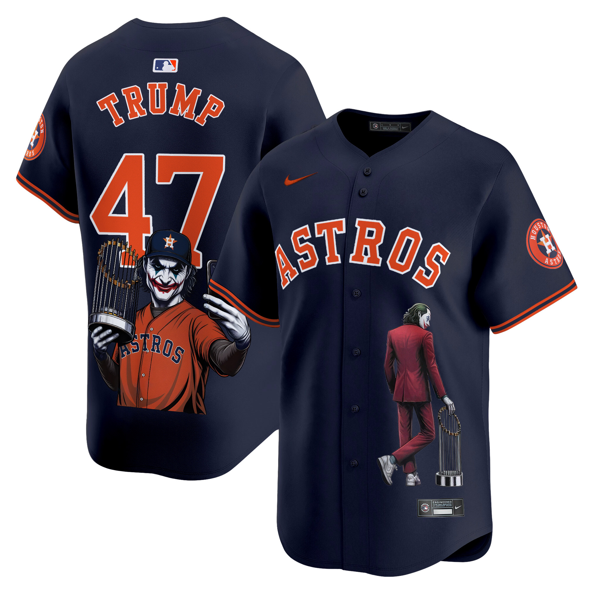 Men's Trump Houston Astros Joker Vapor Premier Limited Navy Jersey - Printed