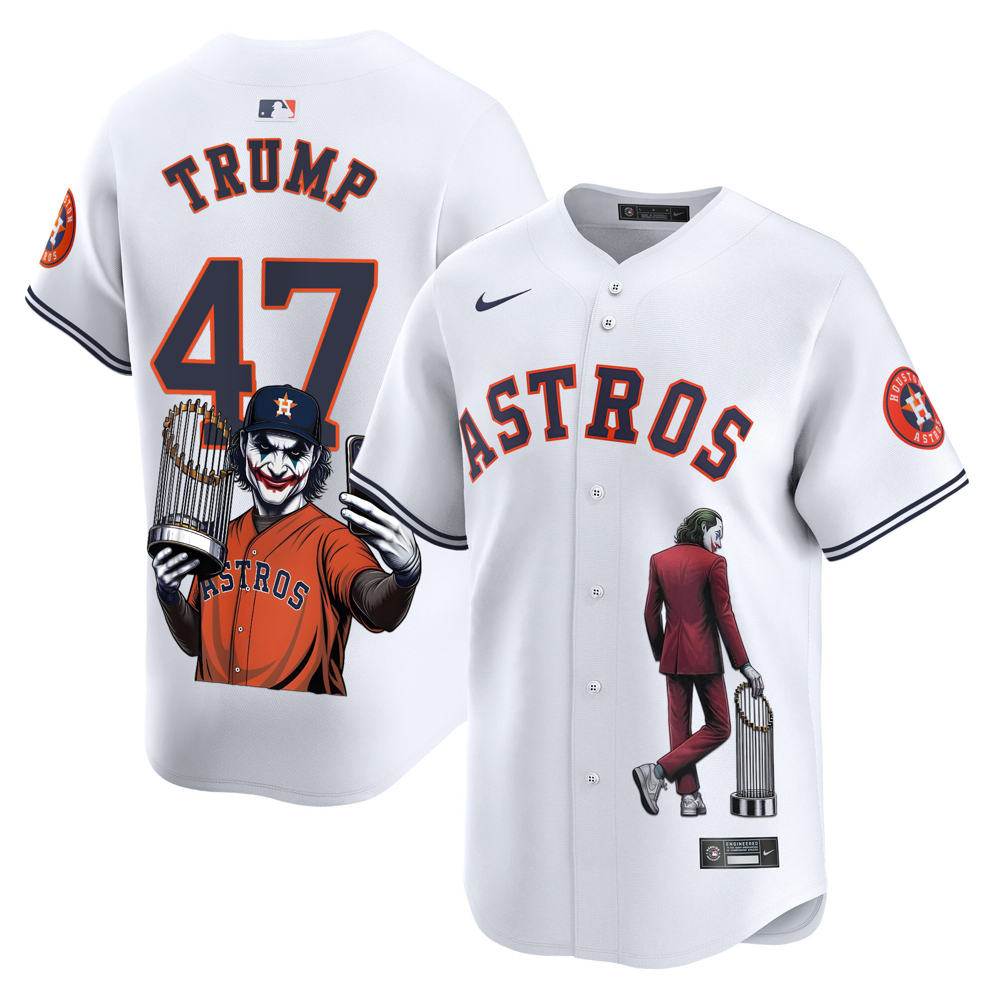 Men's Trump Houston Astros Joker Vapor Premier Limited White Jersey - Printed