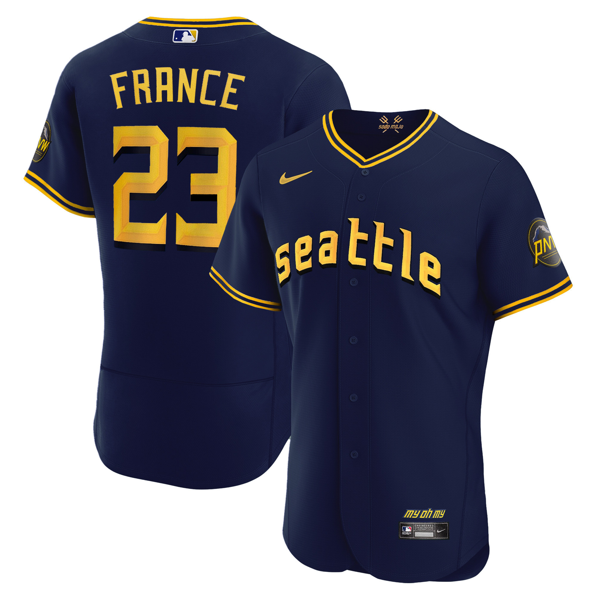 Men's Ty France Seattle Mariners 2023 City Connect Collection Flex Navy Jersey - All Stitched