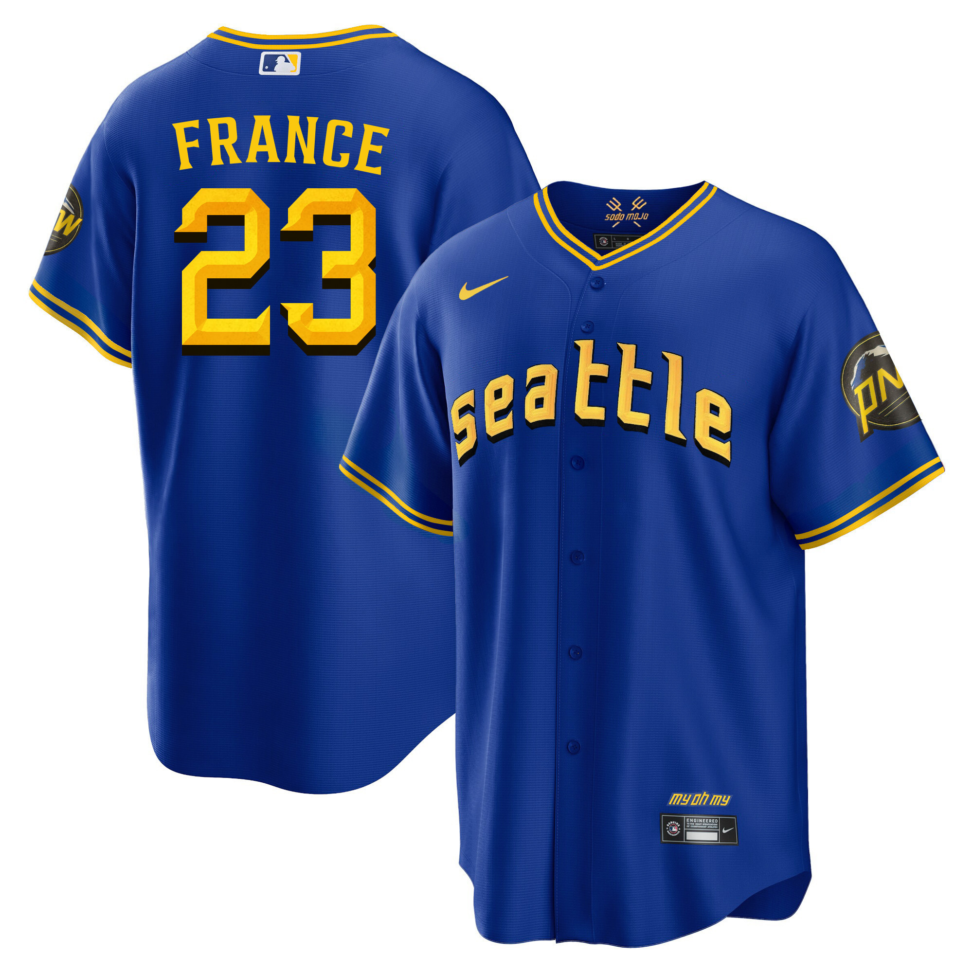 Men's Ty France Seattle Mariners 2023 City Connect Fan Made Edition Cool Base Jersey - All Stitched