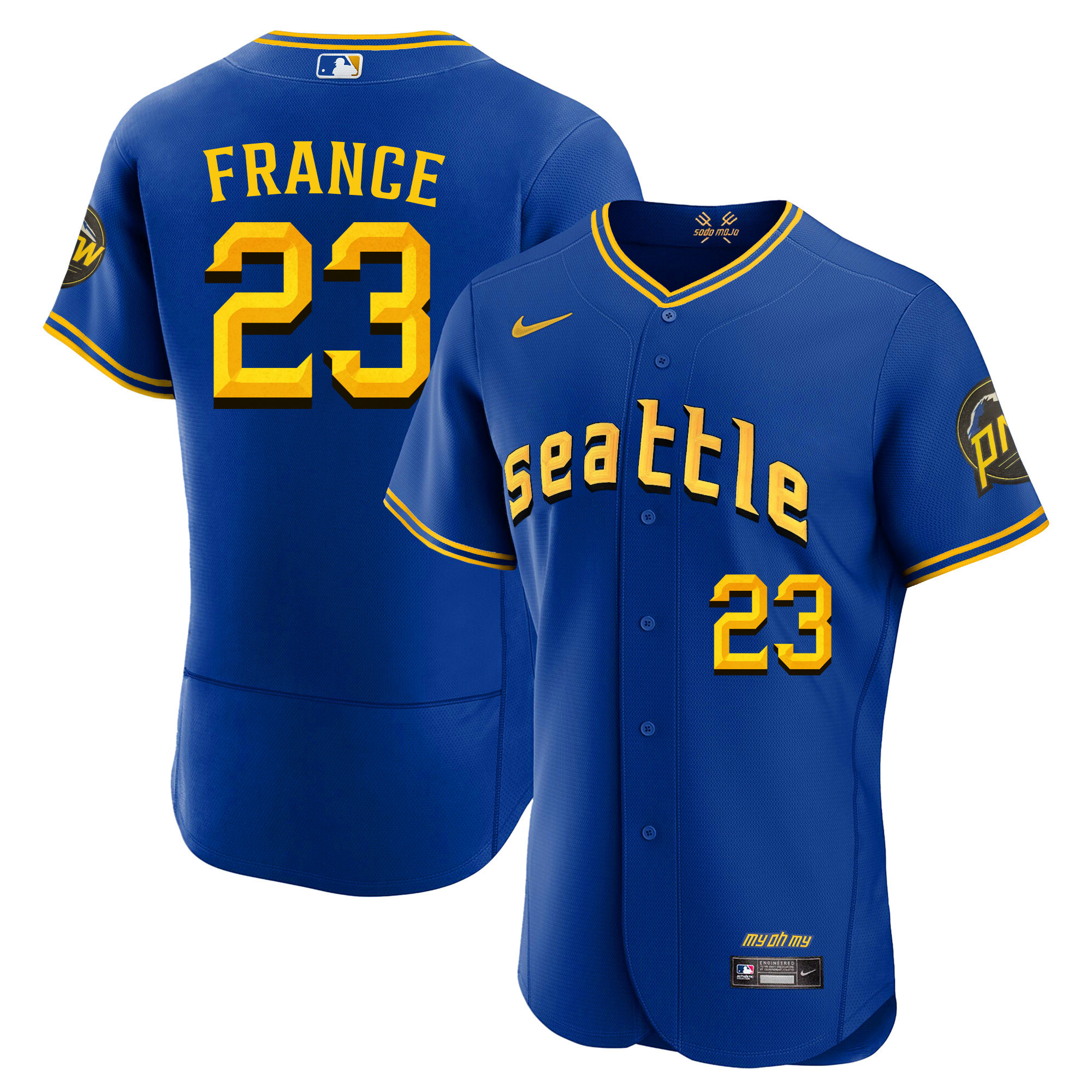 Men's Ty France Seattle Mariners 2023 City Connect Fan Made Edition Flex Base Jersey - All Stitched