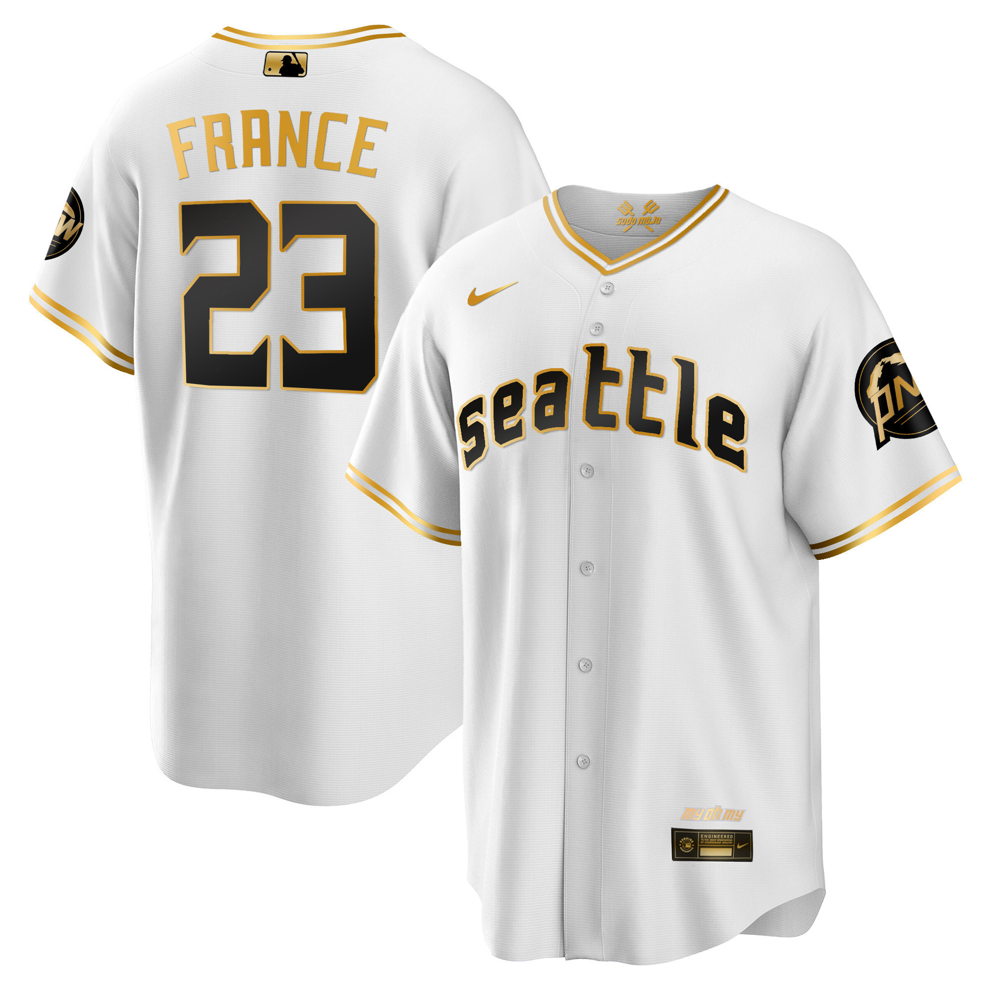 Men's Ty France Seattle Mariners 2023 City Connect Gold Cool White Gold Jersey - All Stitched
