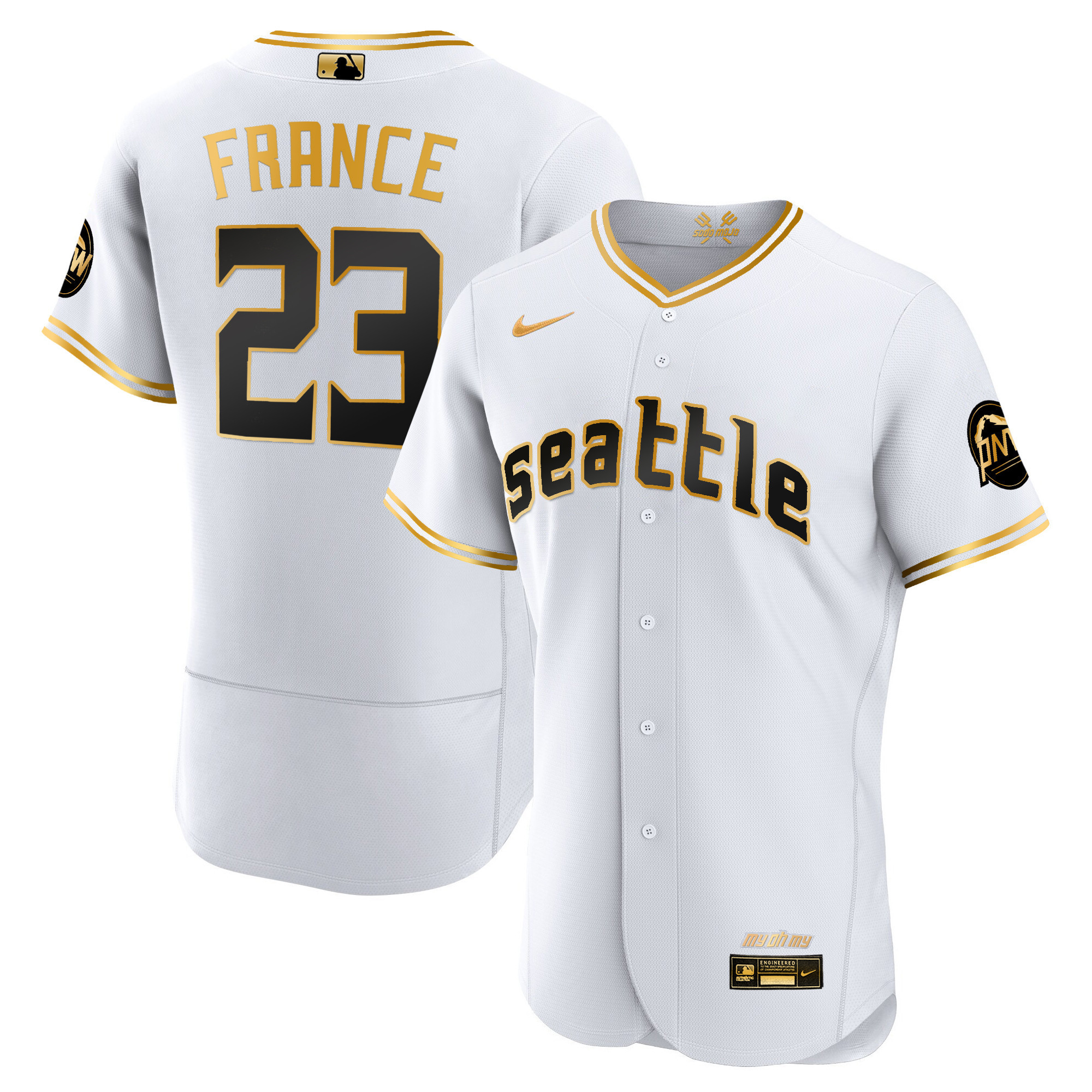 Men's Ty France Seattle Mariners 2023 City Connect Gold Flex White Gold Jersey - All Stitched