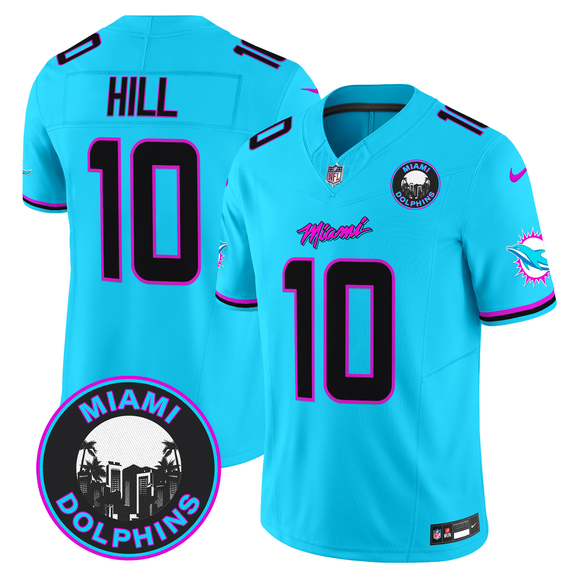 Men's Tyreek Hill Miami Dolphins "Miami Vice" Vapor Limited Aqua Jersey V3 - All Stitched