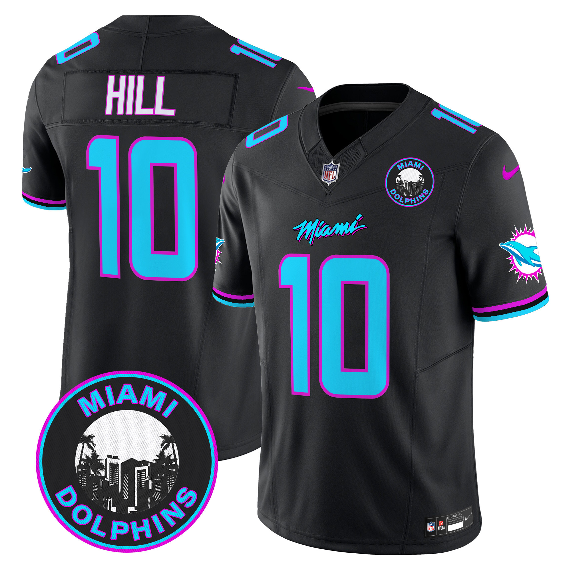 Men's Tyreek Hill Miami Dolphins "Miami Vice" Vapor Limited Black Jersey V3 - All Stitched