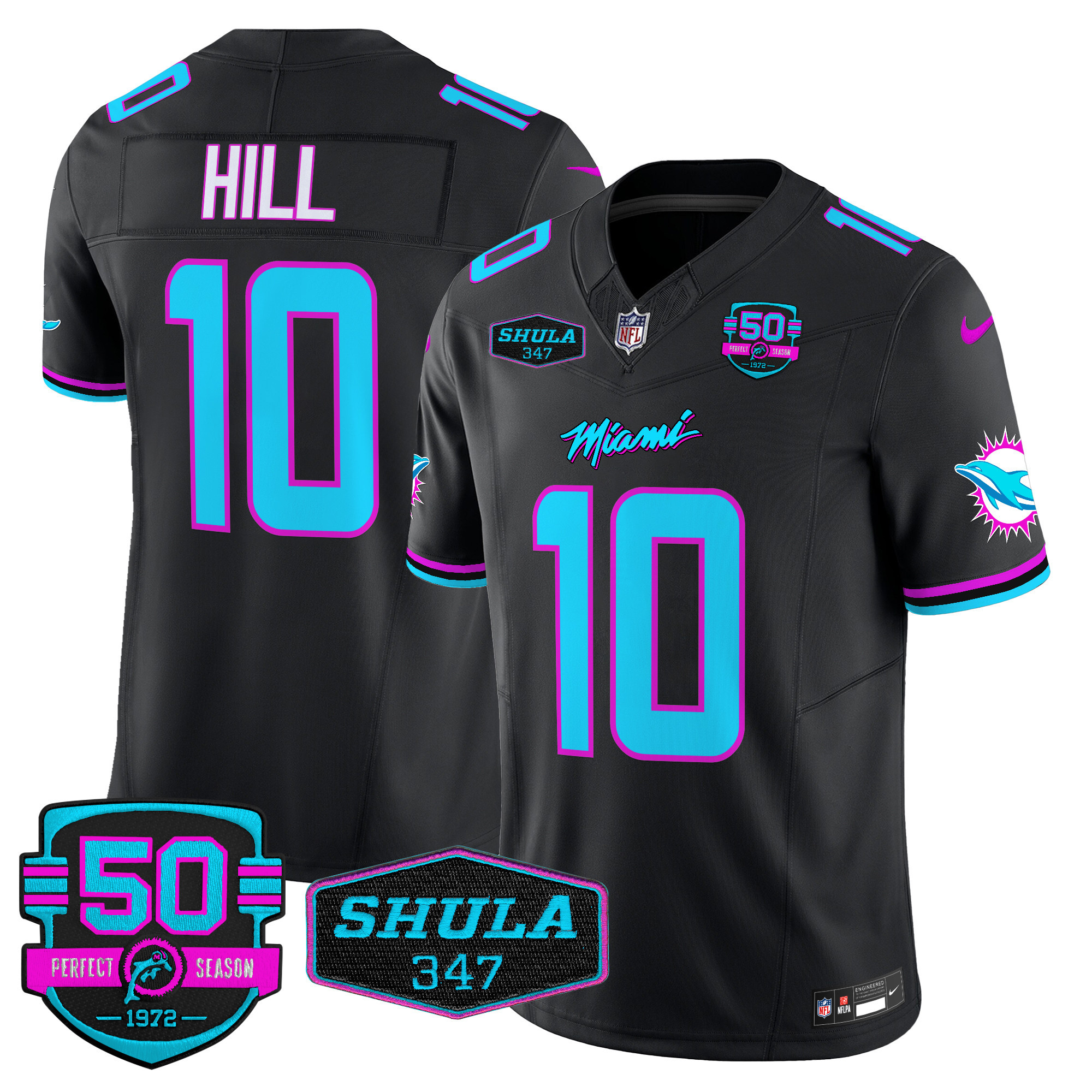 Men's Tyreek Hill Miami Dolphins "Miami Vice" Vapor Limited Black Jersey V4 - All Stitched