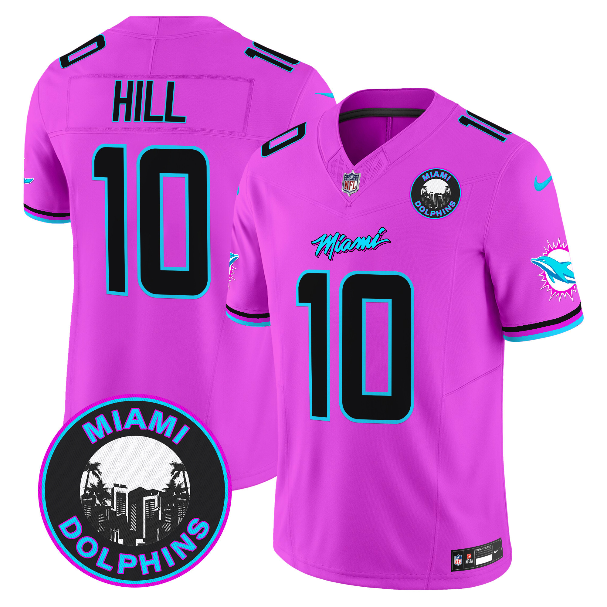 Men's Tyreek Hill Miami Dolphins "Miami Vice" Vapor Limited Pink Jersey V3 - All Stitched