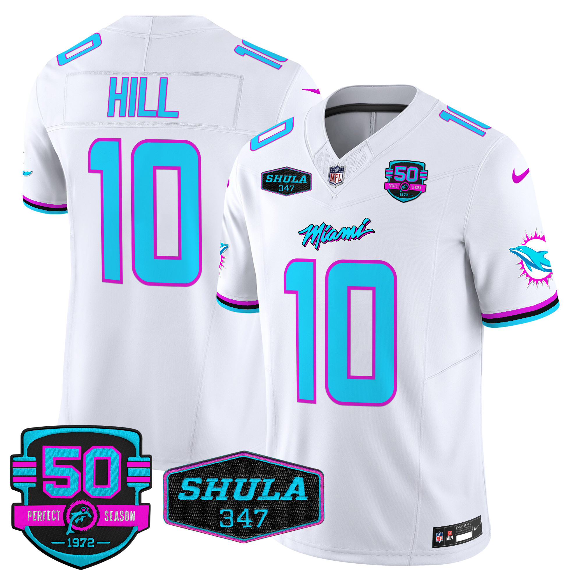 Men's Tyreek Hill Miami Dolphins "Miami Vice" Vapor Limited White Jersey V4 - All Stitched