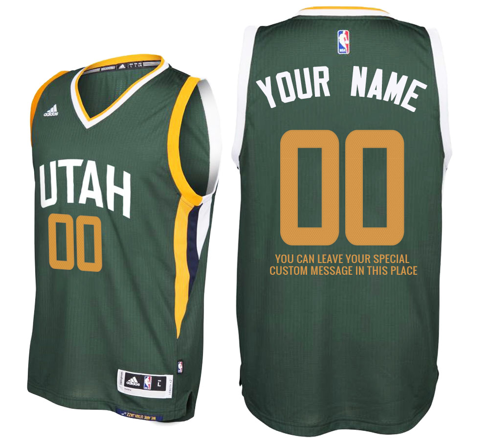 Mens Utah Jazz Alternate Green Custom Message Jersey