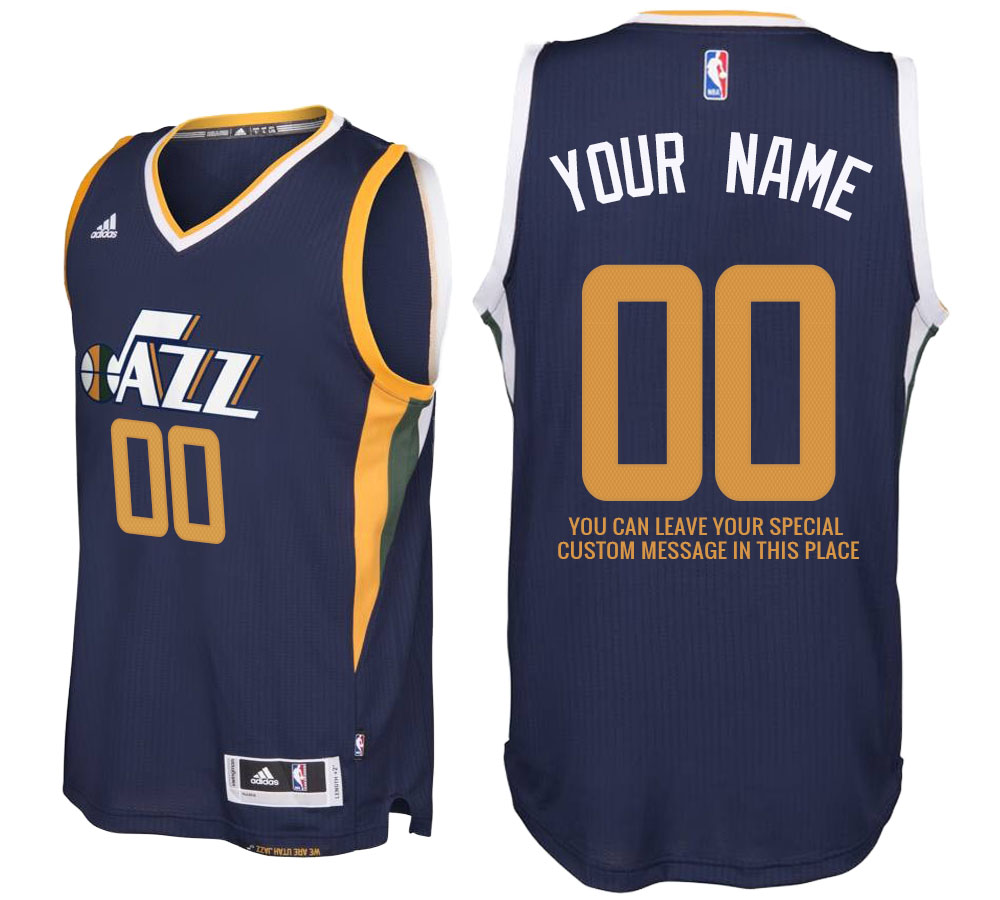 Mens Utah Jazz Road Navy Custom Message Jersey