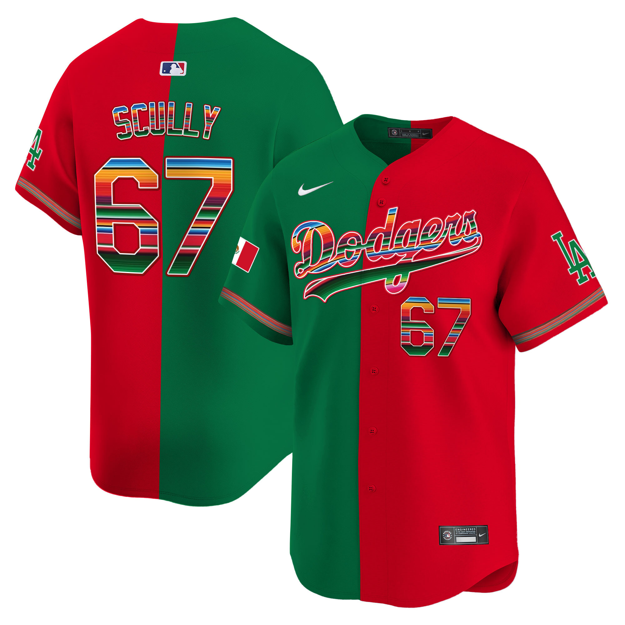 Men's Vin Scully Los Angeles Dodgers Mexico Vapor Premier Limited Split Jersey - All Stitched