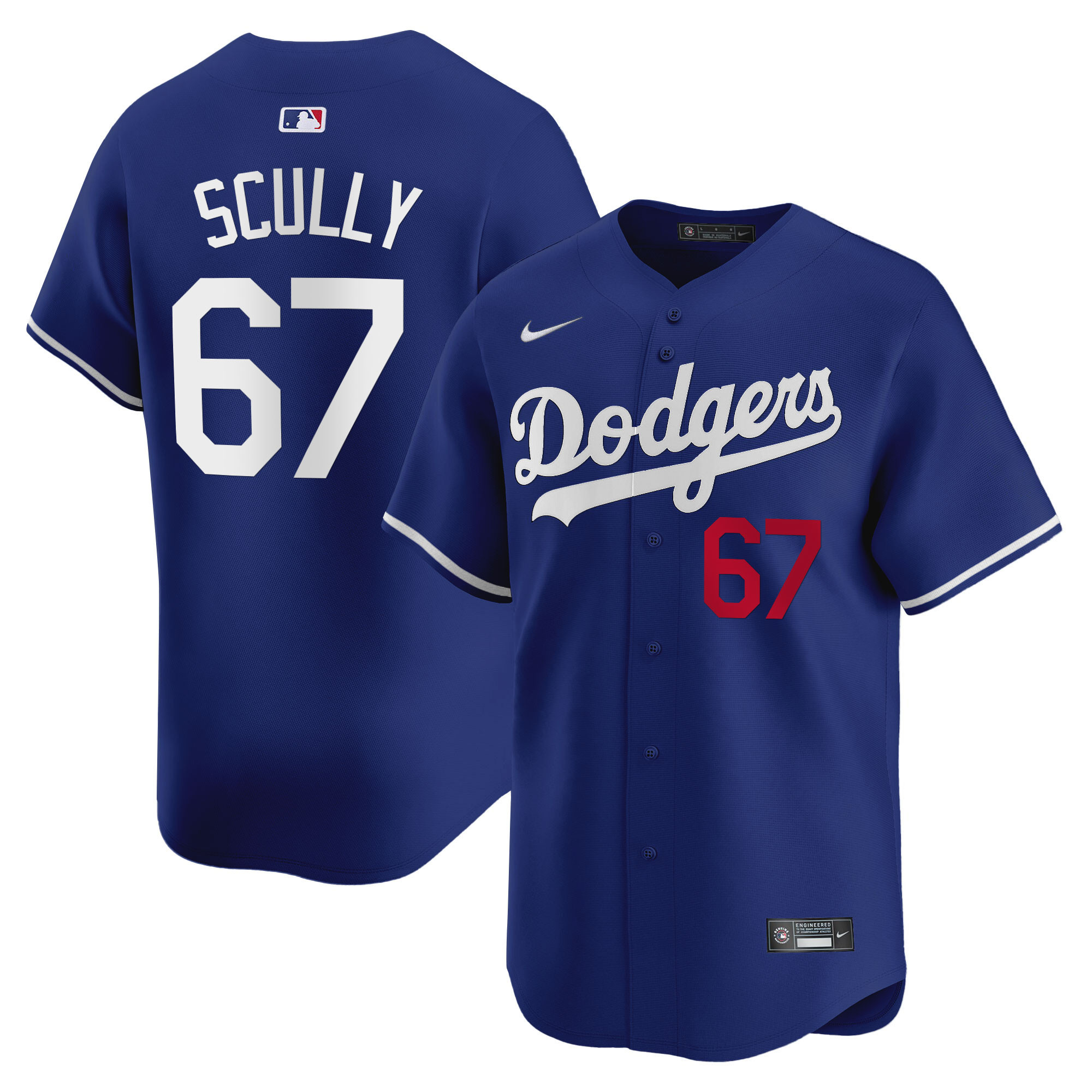 Men's Vin Scully Los Angeles Dodgers Vapor Premier Limited Royal Jersey - All Stitched