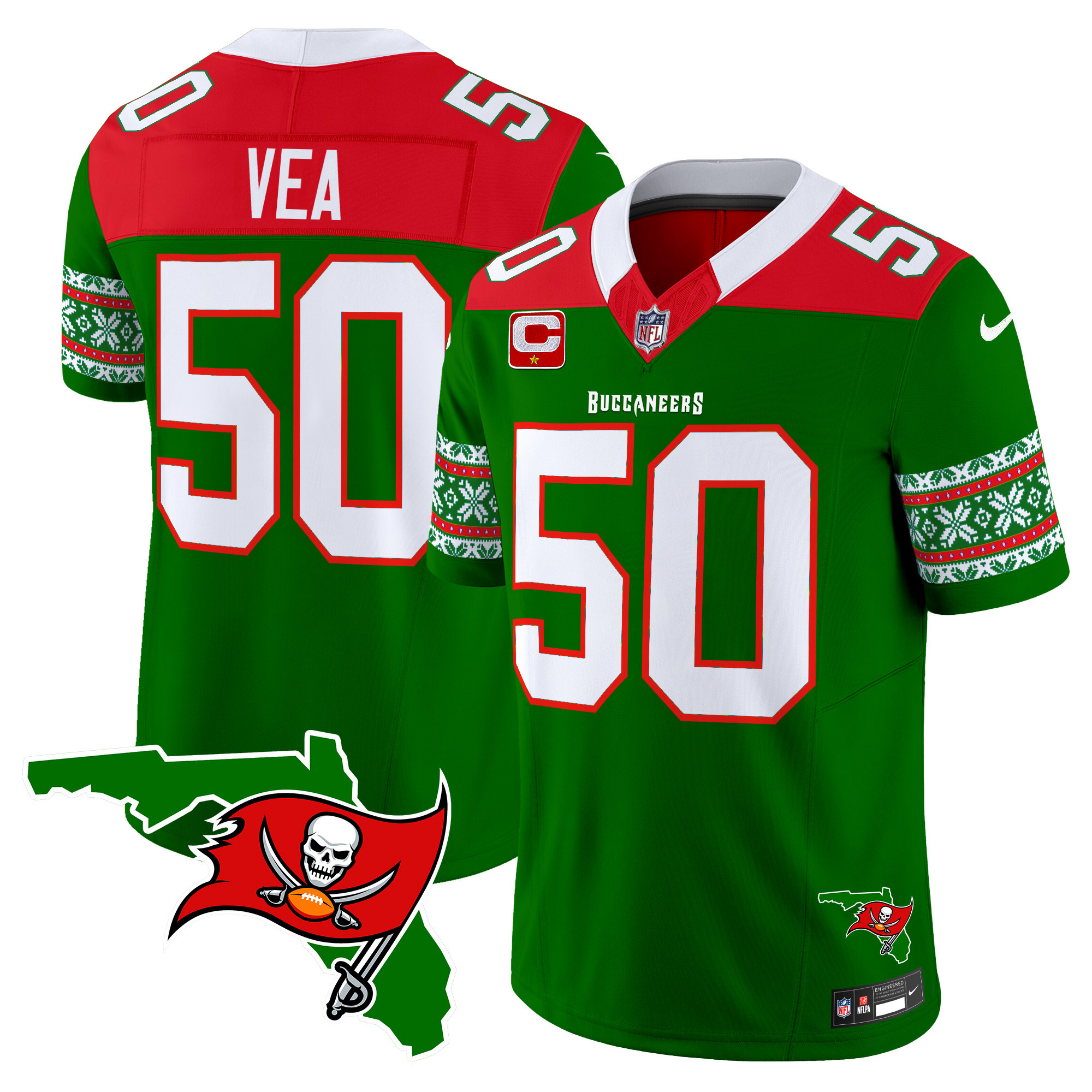 Men's Vita Vea Tampa Bay Buccaneers 2024 Christmas Vapor Limited Green Jersey - All Stitched
