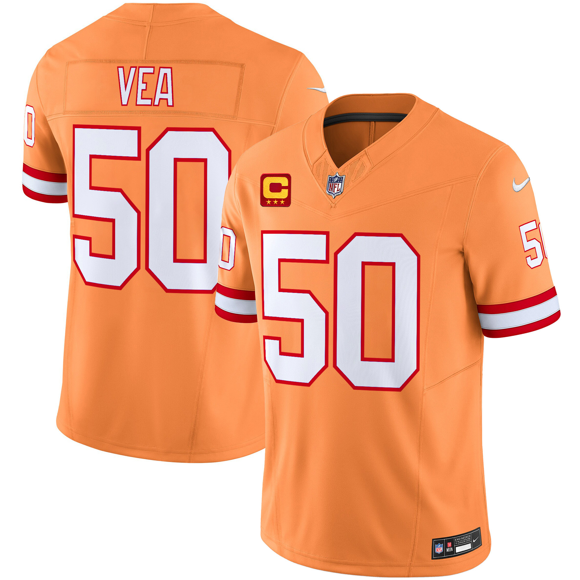 Men's Vita Vea Tampa Bay Buccaneers Throwback Vapor Limited Creamsicle Jersey V2 - All Stitched