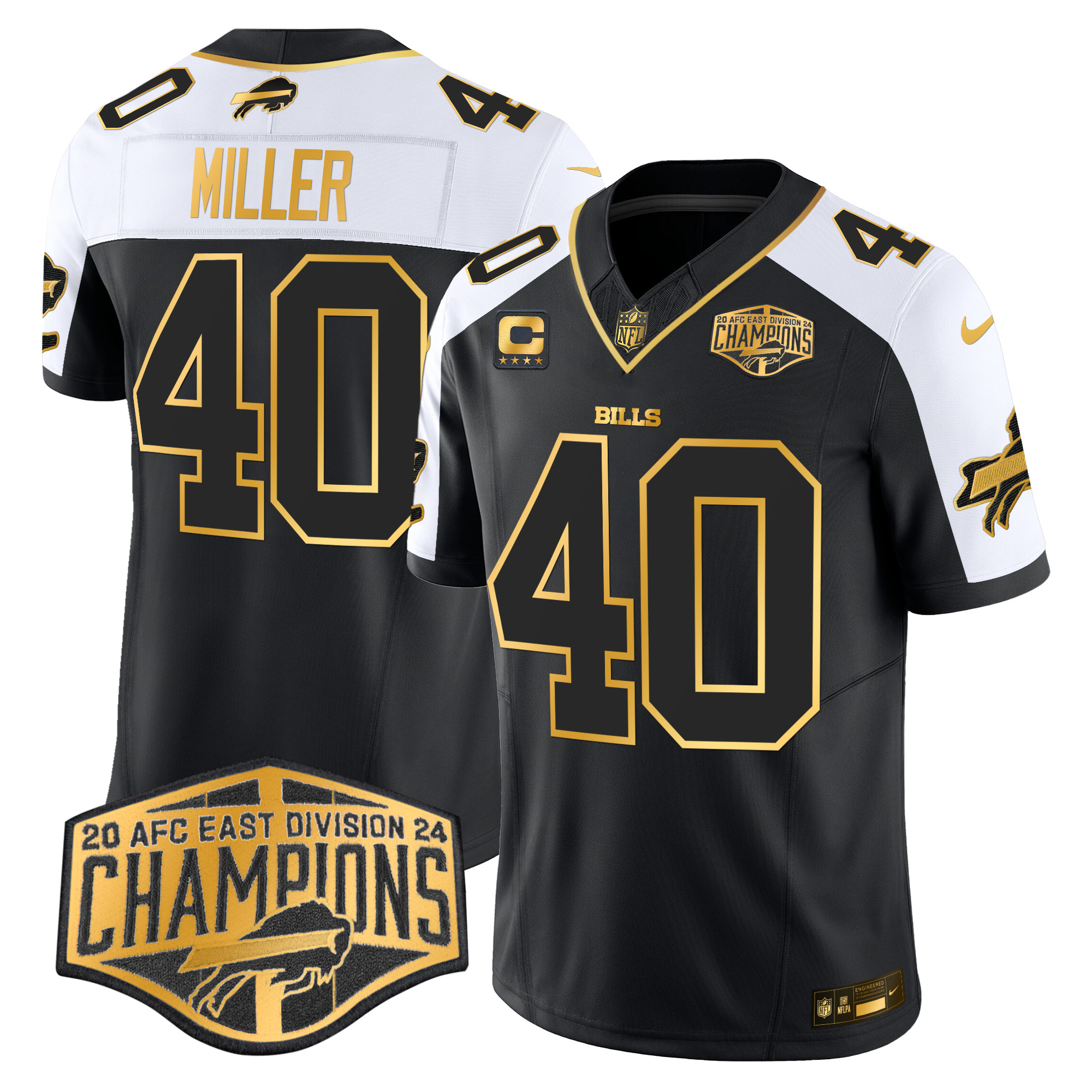 Men's Von Miller Buffalo Bills 2024 AFC East Division Champions Gold Vapor Limited Alternate Jersey - All Stitched