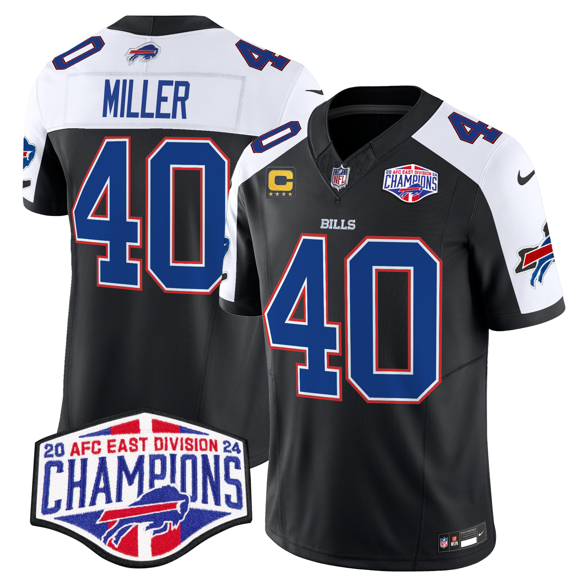 Men's Von Miller Buffalo Bills 2024 AFC East Division Champions Vapor Limited Black Alternate Jersey - All Stitched