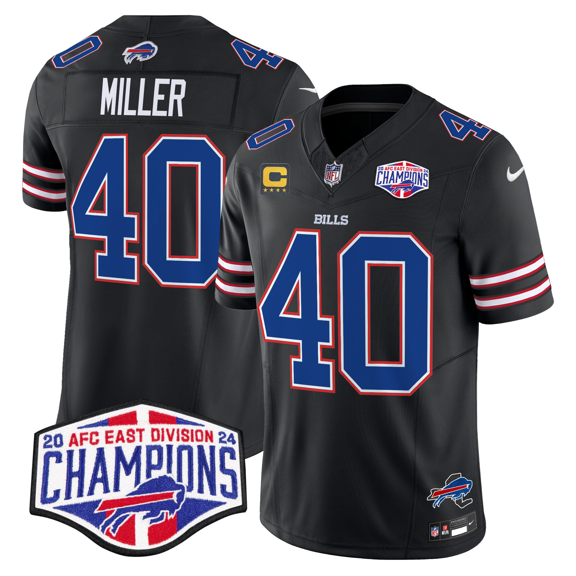 Men's Von Miller Buffalo Bills 2024 AFC East Division Champions Vapor Limited Black Jersey - All Stitched