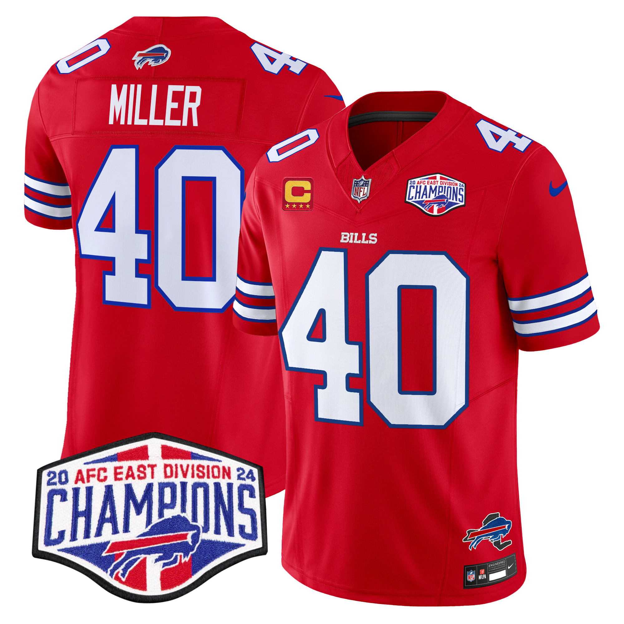 Men's Von Miller Buffalo Bills 2024 AFC East Division Champions Vapor Limited Red Jersey - All Stitched