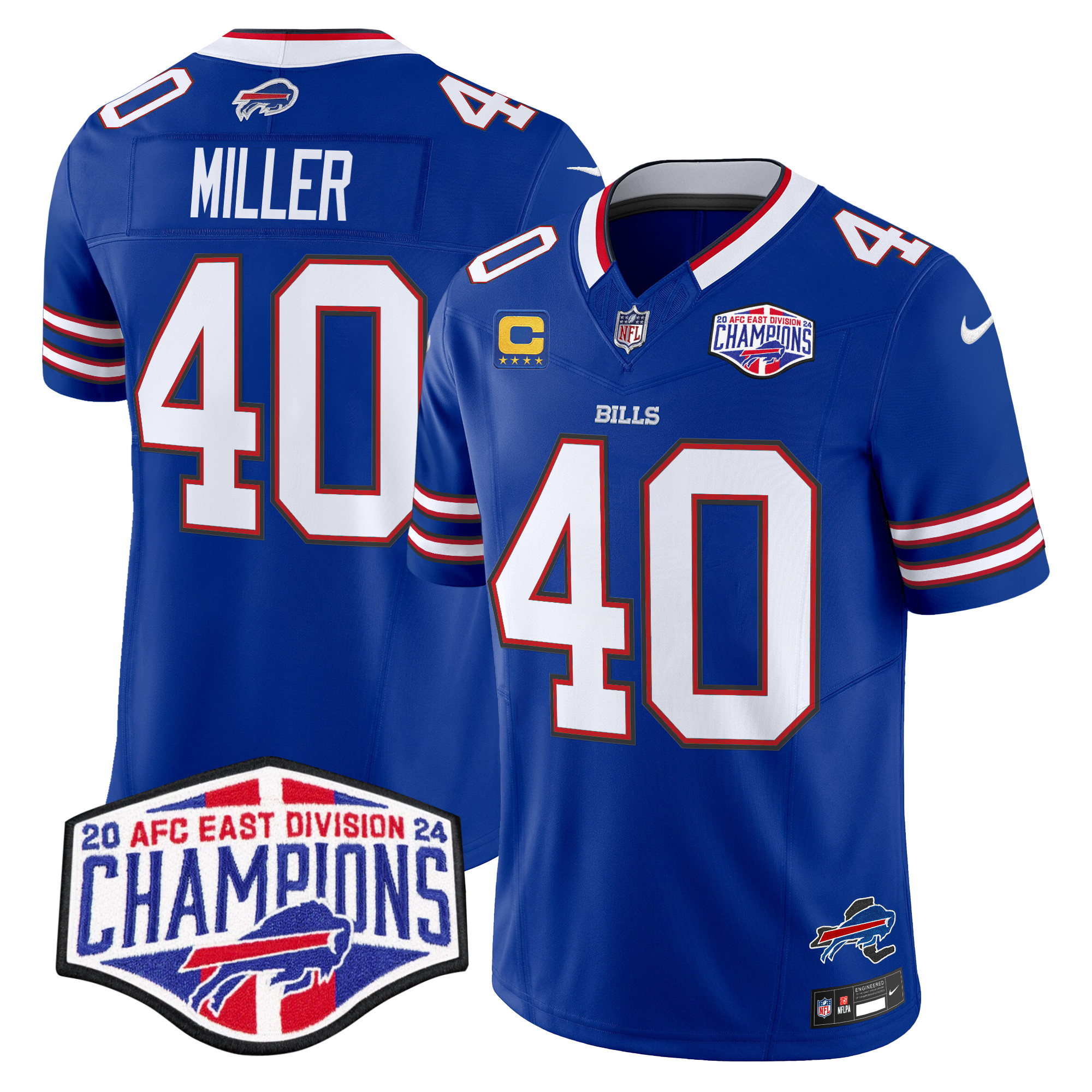 Men's Von Miller Buffalo Bills 2024 AFC East Division Champions Vapor Limited Royal Jersey - All Stitched
