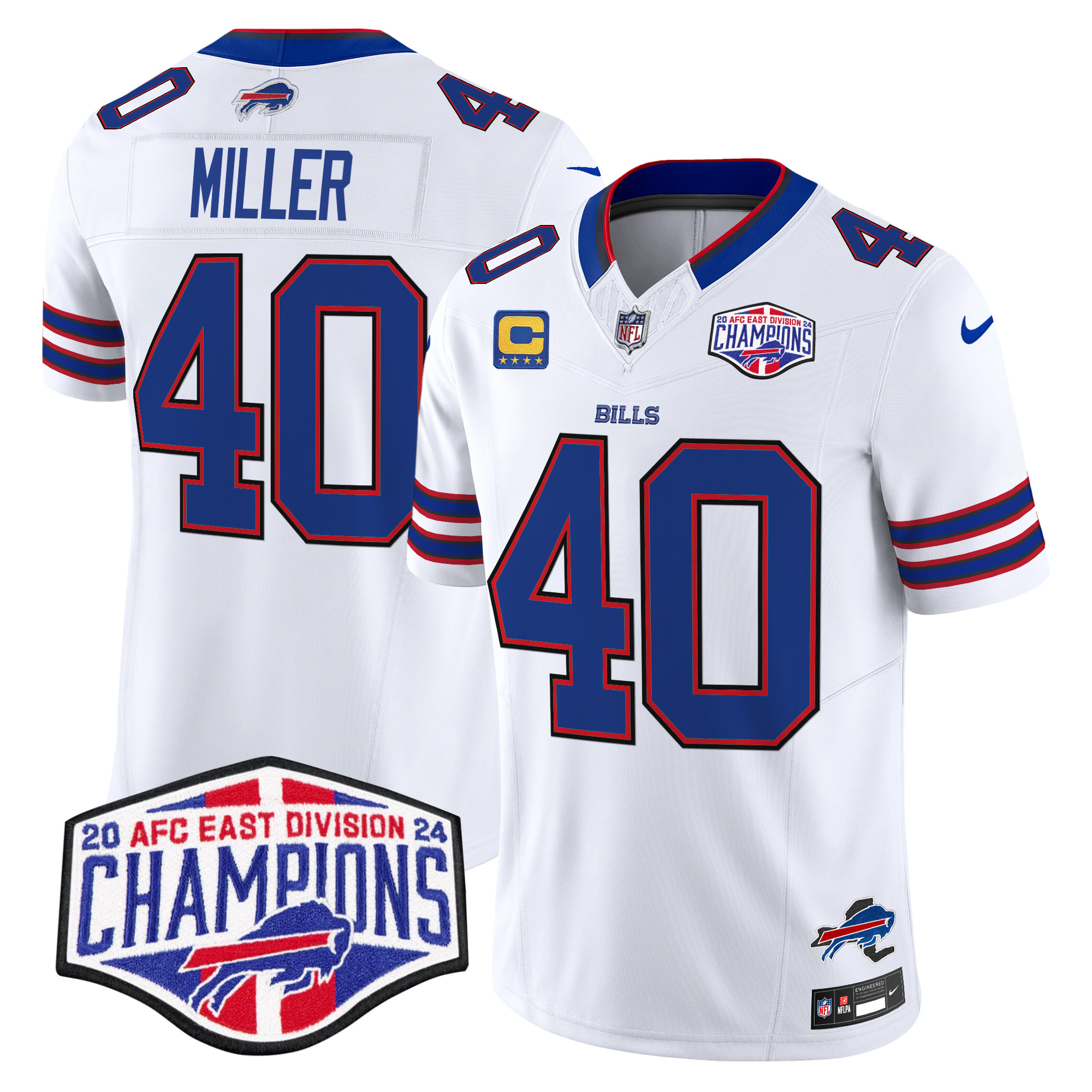 Men's Von Miller Buffalo Bills 2024 AFC East Division Champions Vapor Limited White Jersey - All Stitched