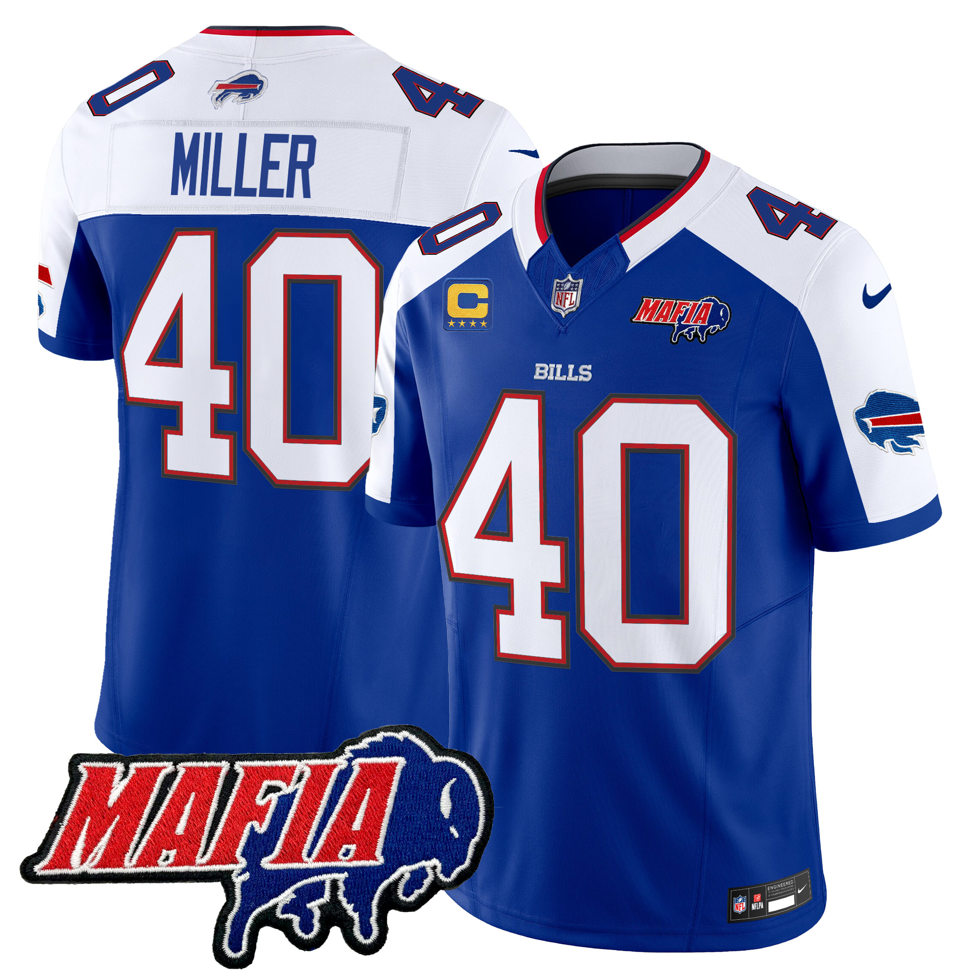 Men's Von Miller Buffalo Bills 2024 Buffalo Bills Mafia Patch Vapor Limited Royal Alternate Jersey - All Stitched
