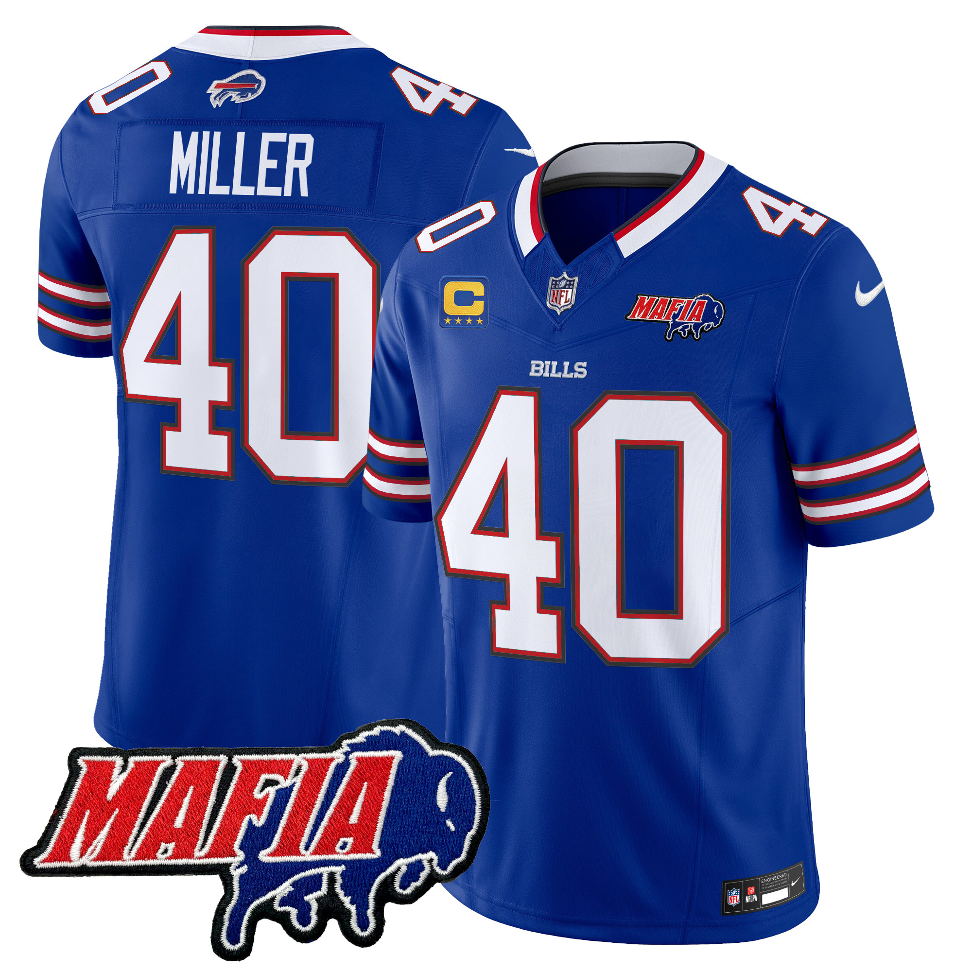 Men's Von Miller Buffalo Bills 2024 Buffalo Bills Mafia Patch Vapor Limited Royal Jersey - All Stitched