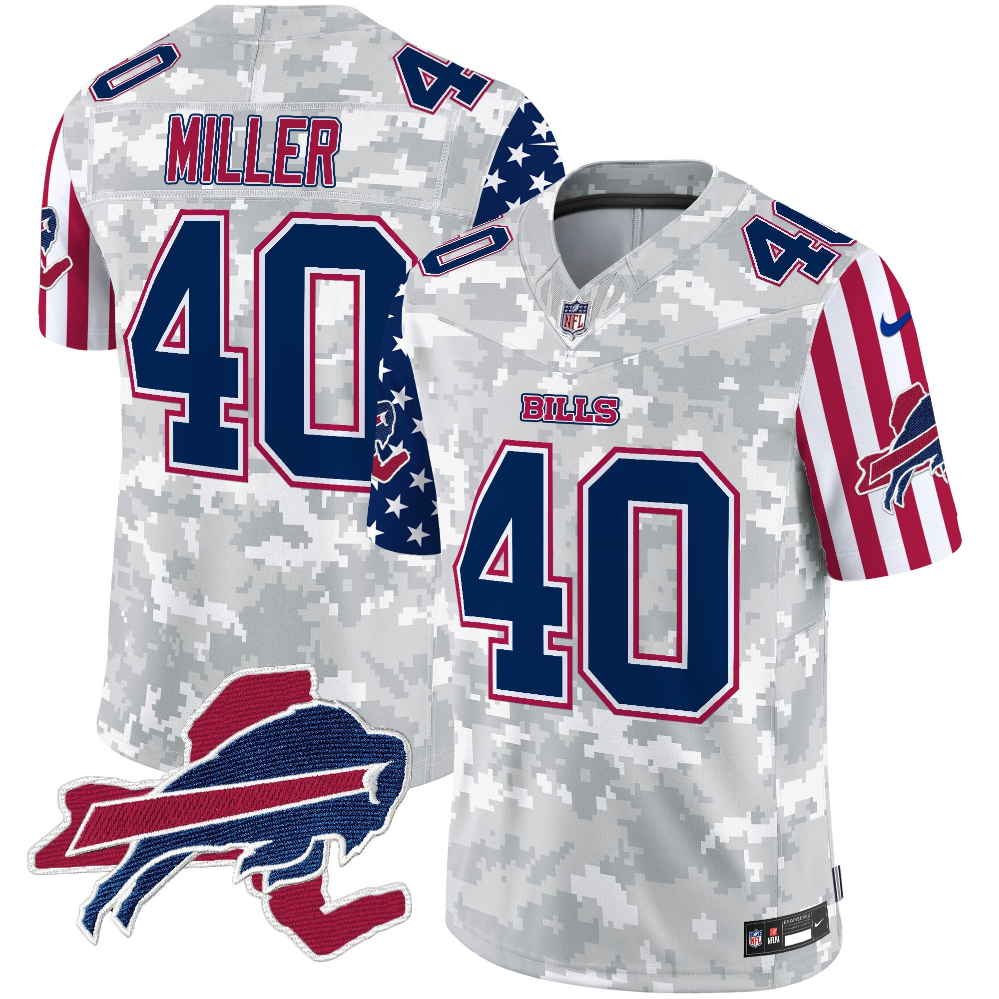 Men's Von Miller Buffalo Bills American Style Vapor Limited Arctic Camo Jersey - All Stitched