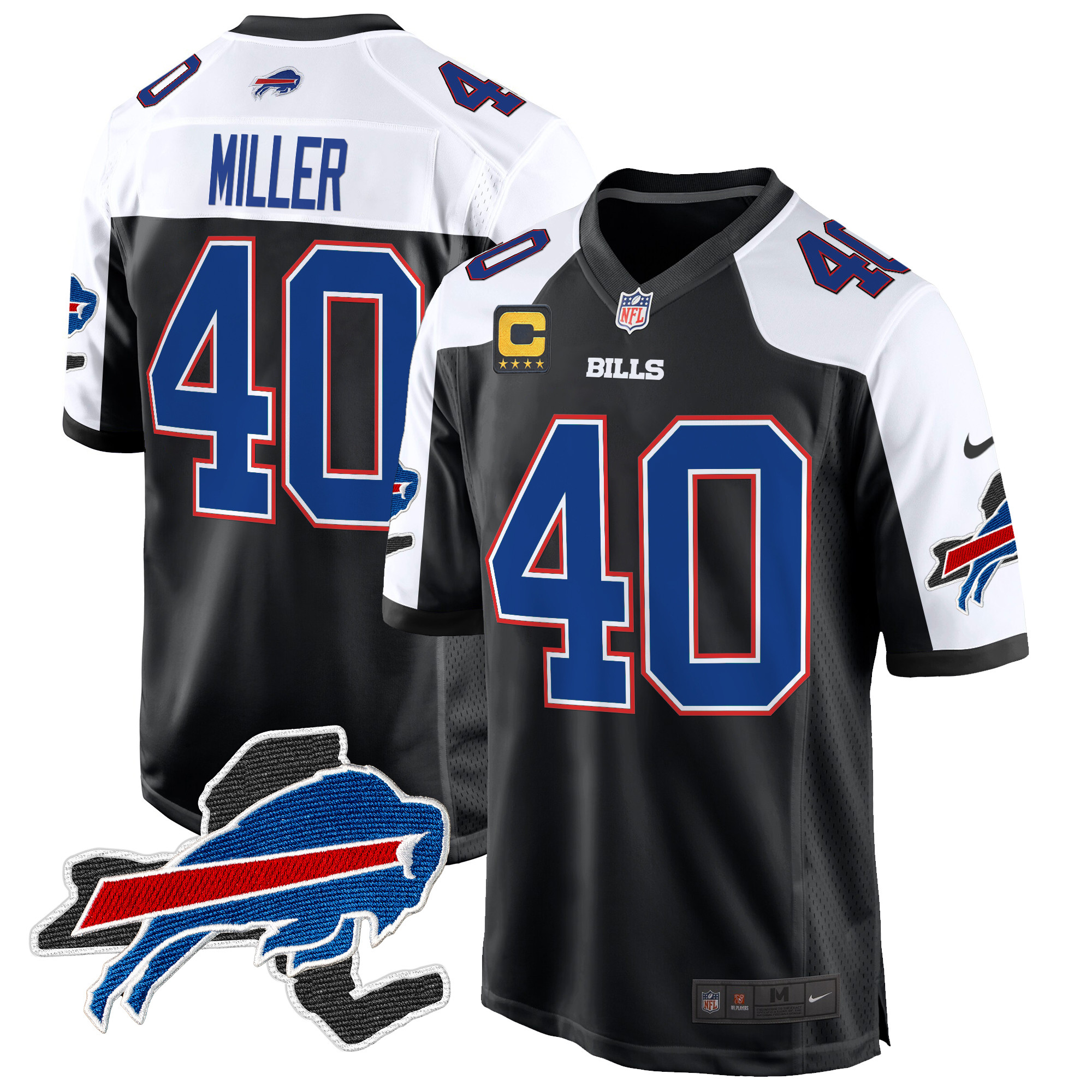 Men's Von Miller Buffalo Bills New York Patch Game Black Alternate Jersey - All Stitched