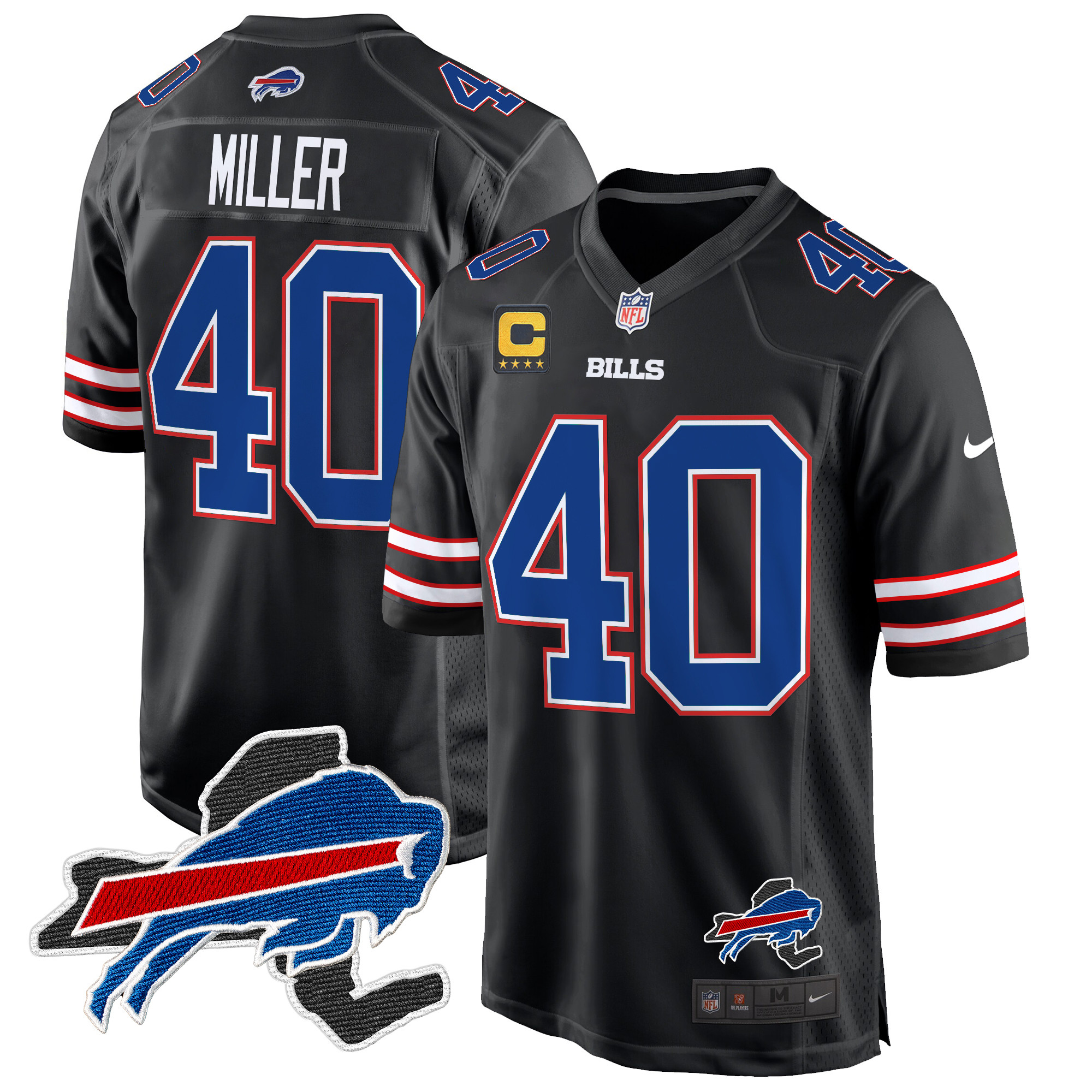 Men's Von Miller Buffalo Bills New York Patch Game Black Jersey - All Stitched