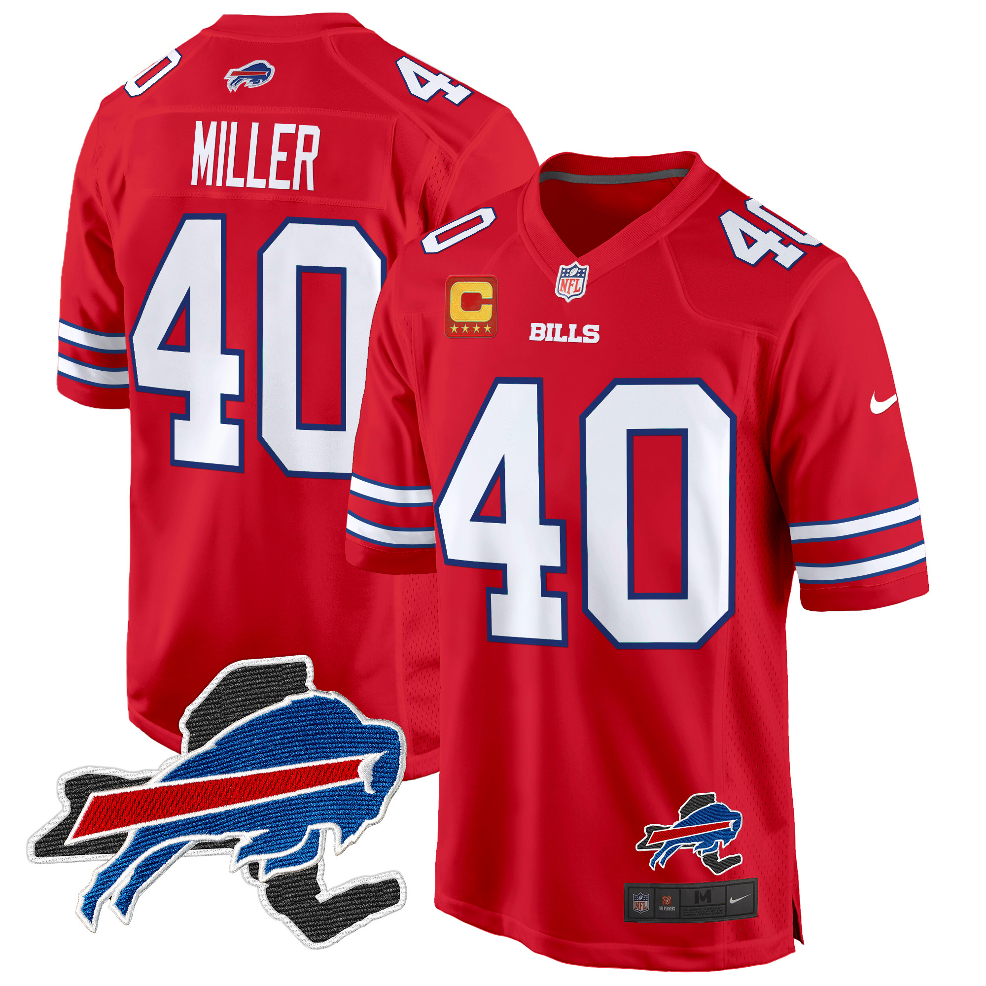 Men's Von Miller Buffalo Bills New York Patch Game Red Jersey - All Stitched