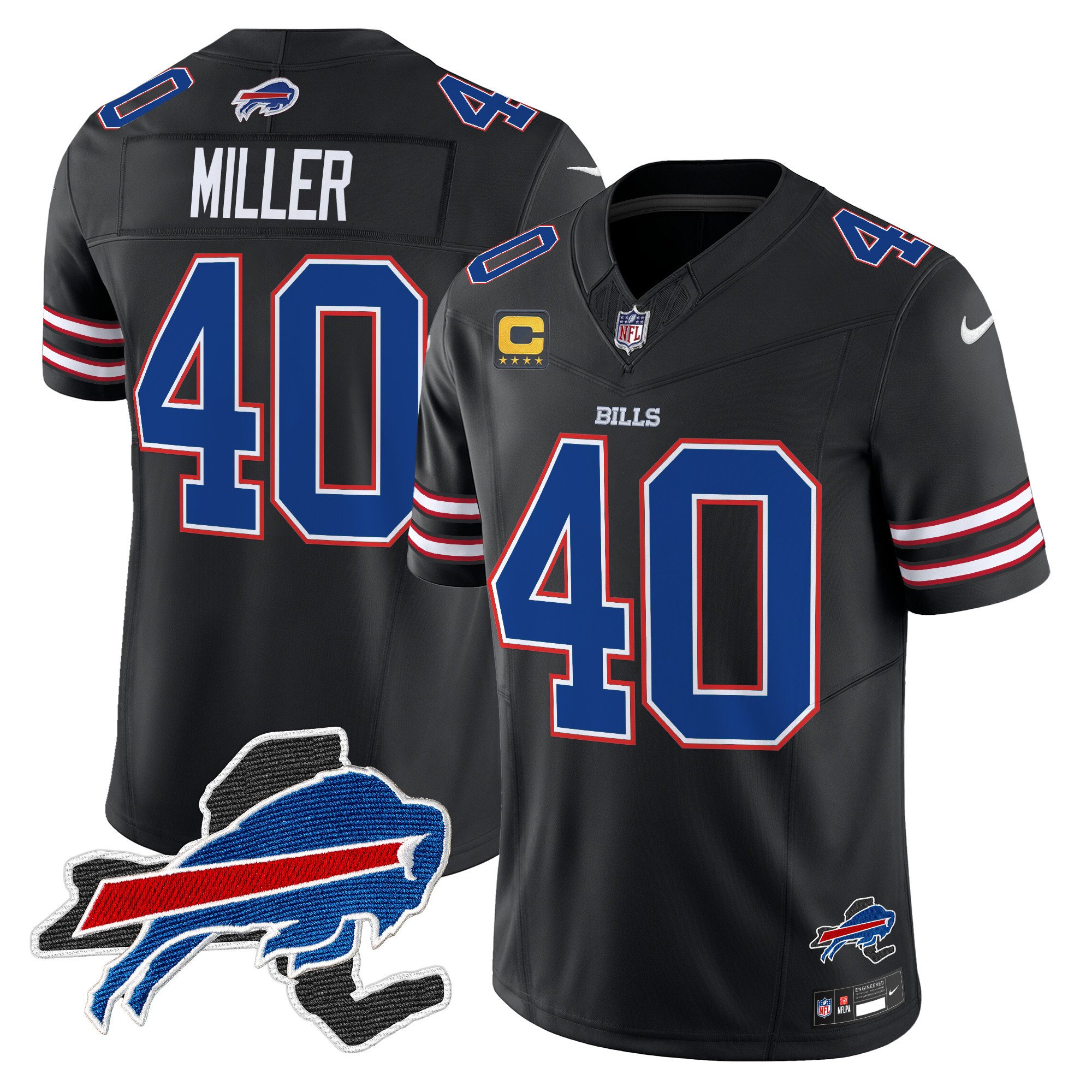 Men's Von Miller Buffalo Bills New York Patch Vapor Limited Black Jersey V3 - All Stitched
