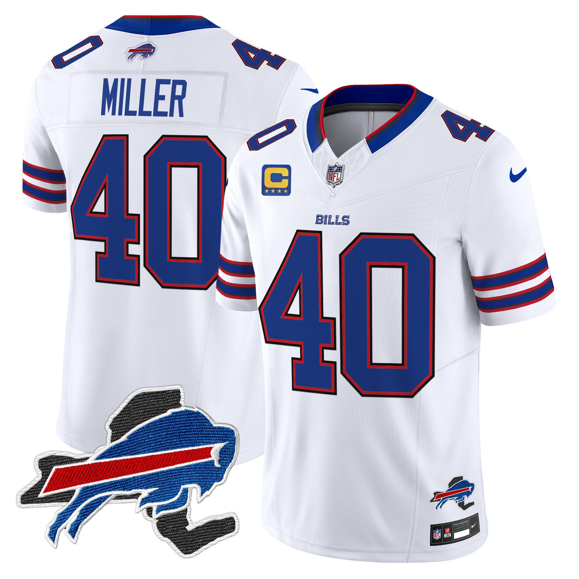 Men's Von Miller Buffalo Bills New York Patch Vapor Limited White Jersey V3 - All Stitched
