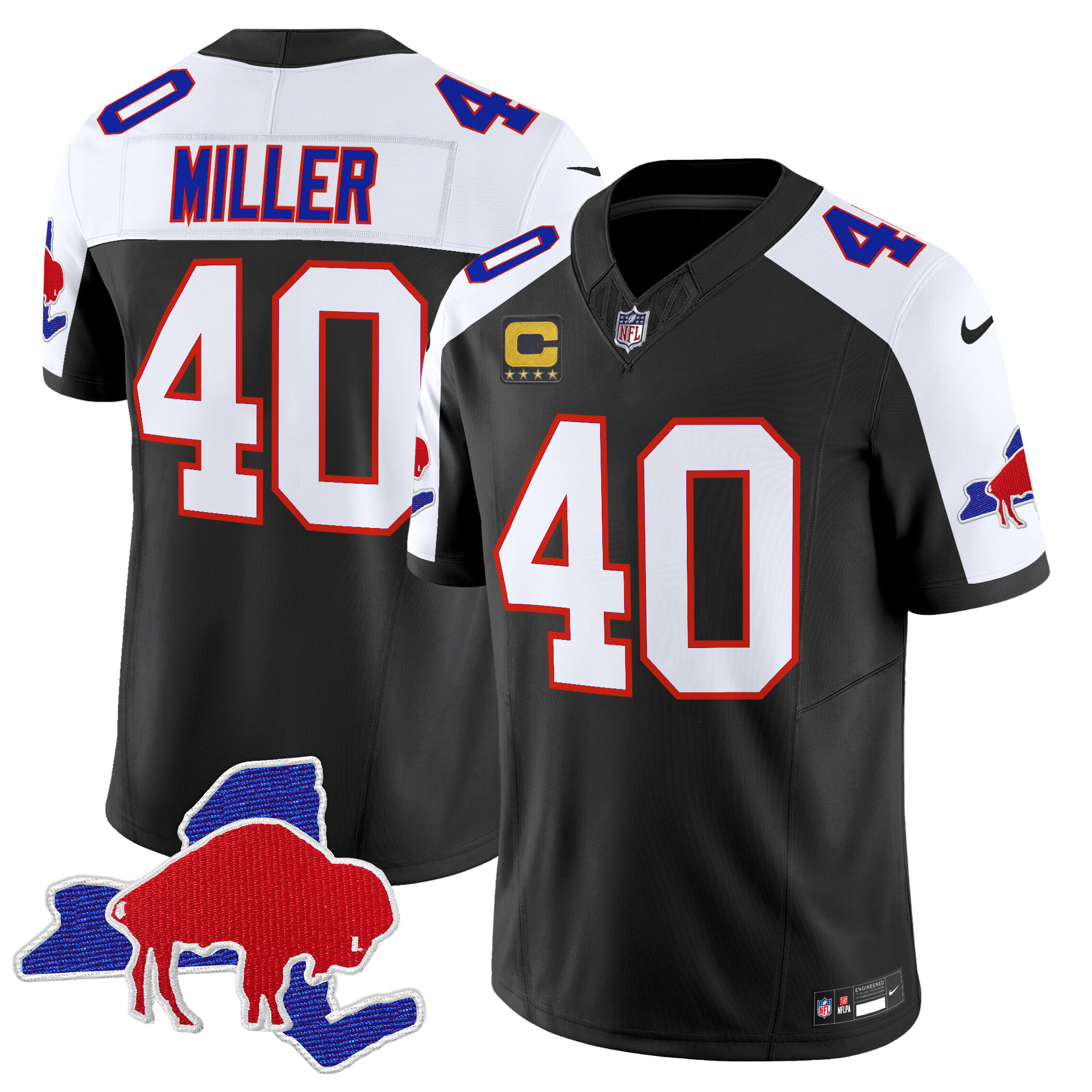 Men's Von Miller Buffalo Bills Throwback 2024 Vapor Limited Black Alternate Jersey - All Stitched