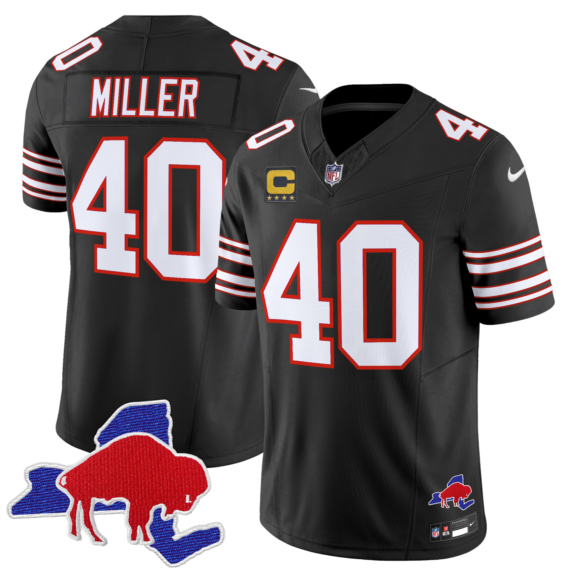 Men's Von Miller Buffalo Bills Throwback 2024 Vapor Limited Black Jersey - All Stitched